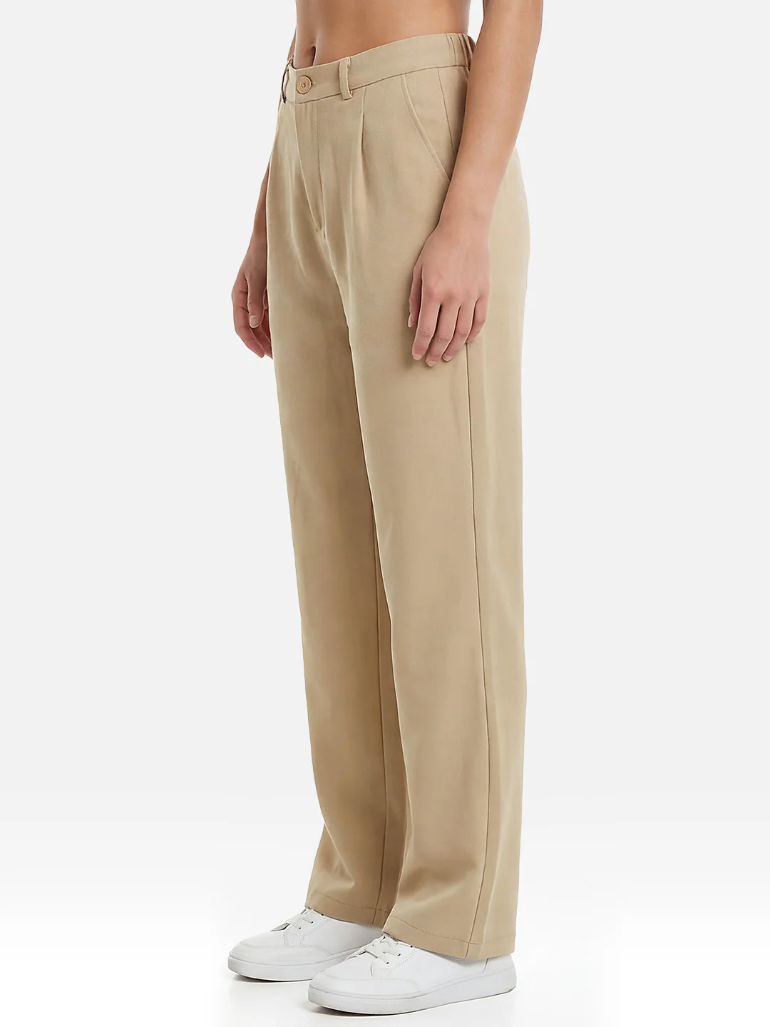 Women Beige Straight Korean Pants - Image 7