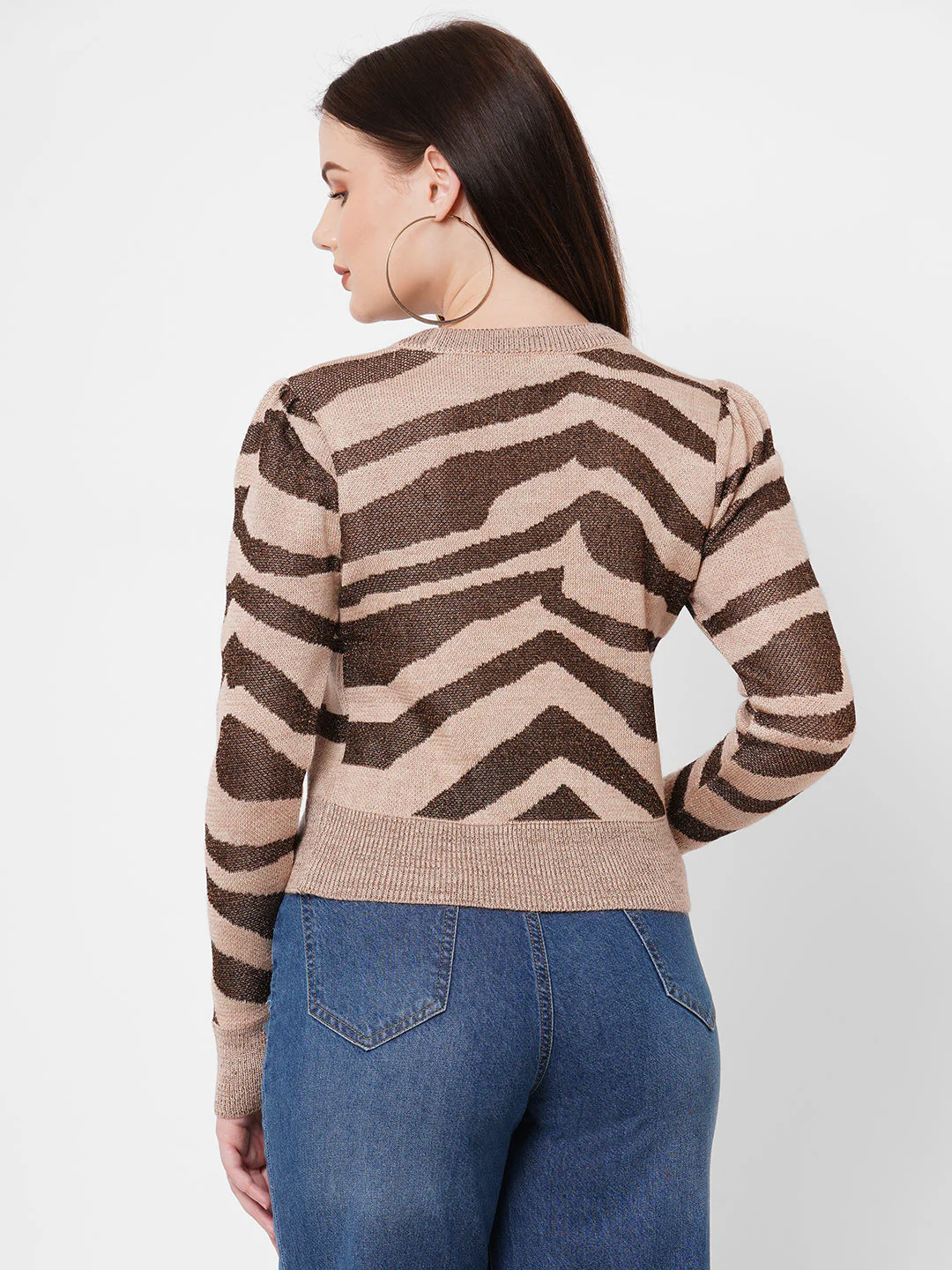 Women Beige Sweaters - Image 3