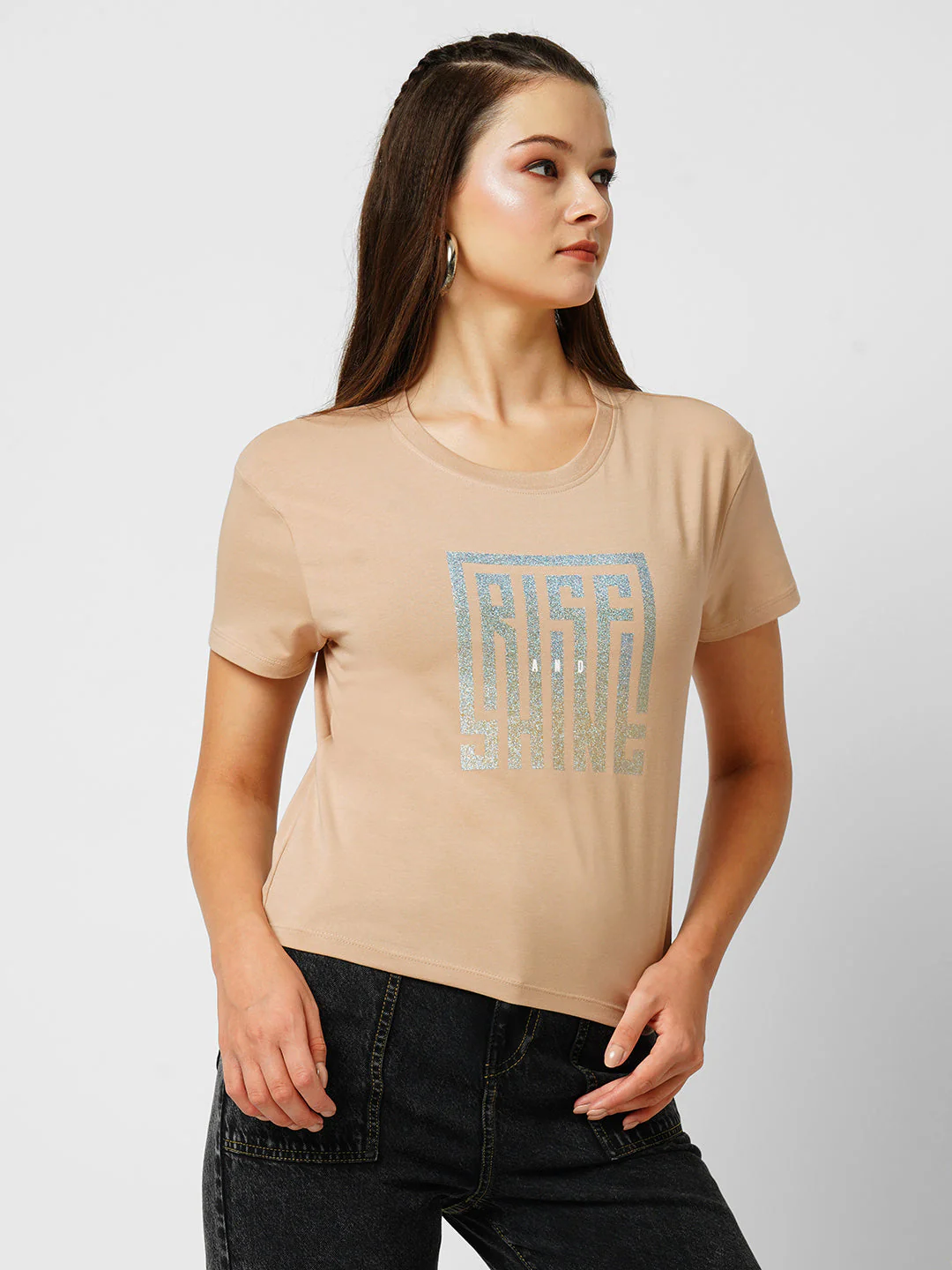 Women Beige T-Shirts - Image 4