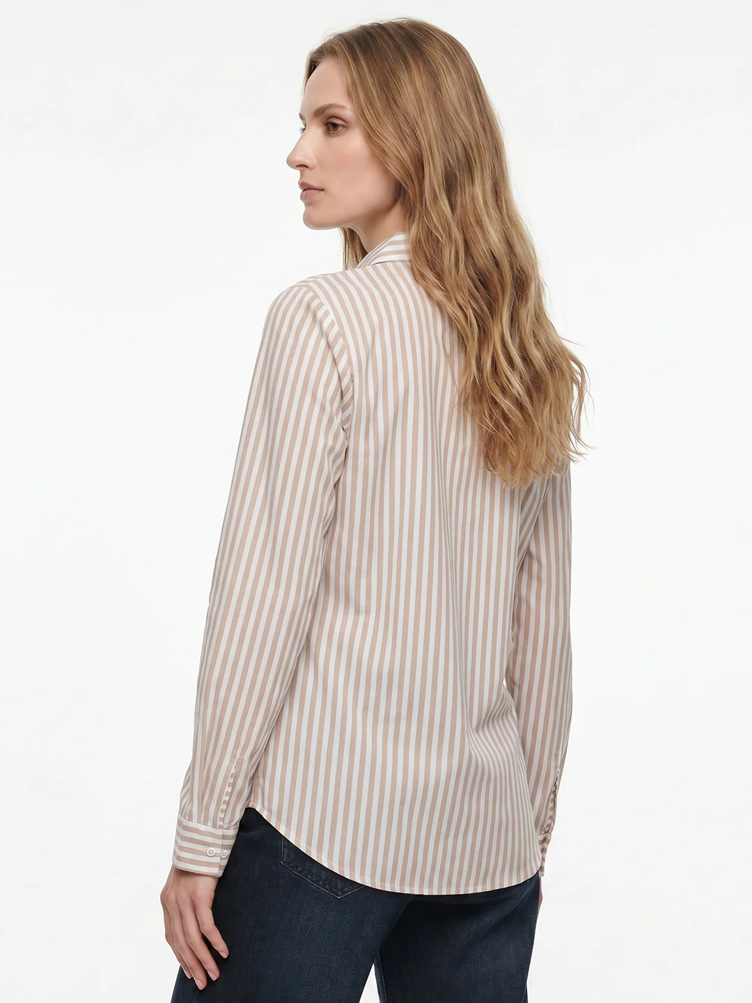 Women Beige/White Shirt - Image 3