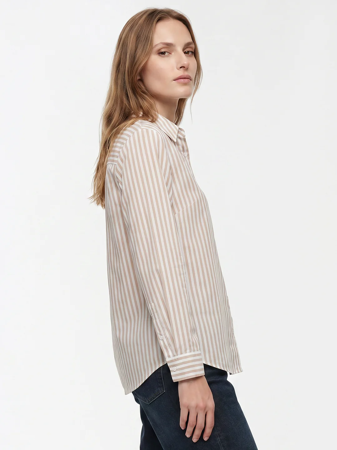 Women Beige/White Shirt - Image 5
