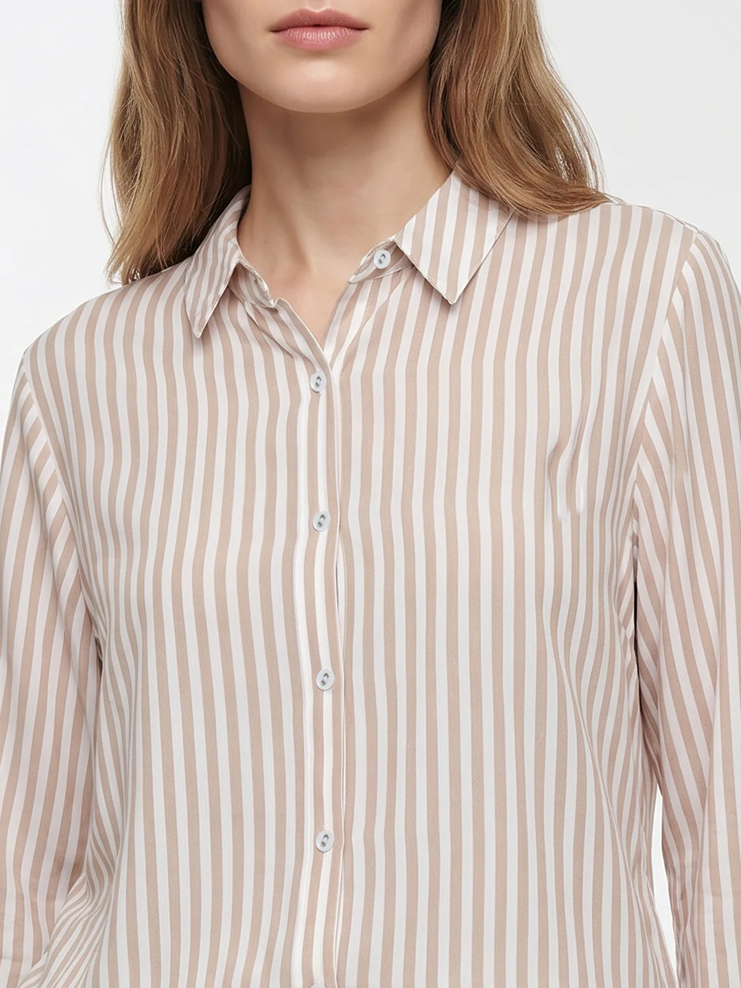 Women Beige/White Shirt - Image 6