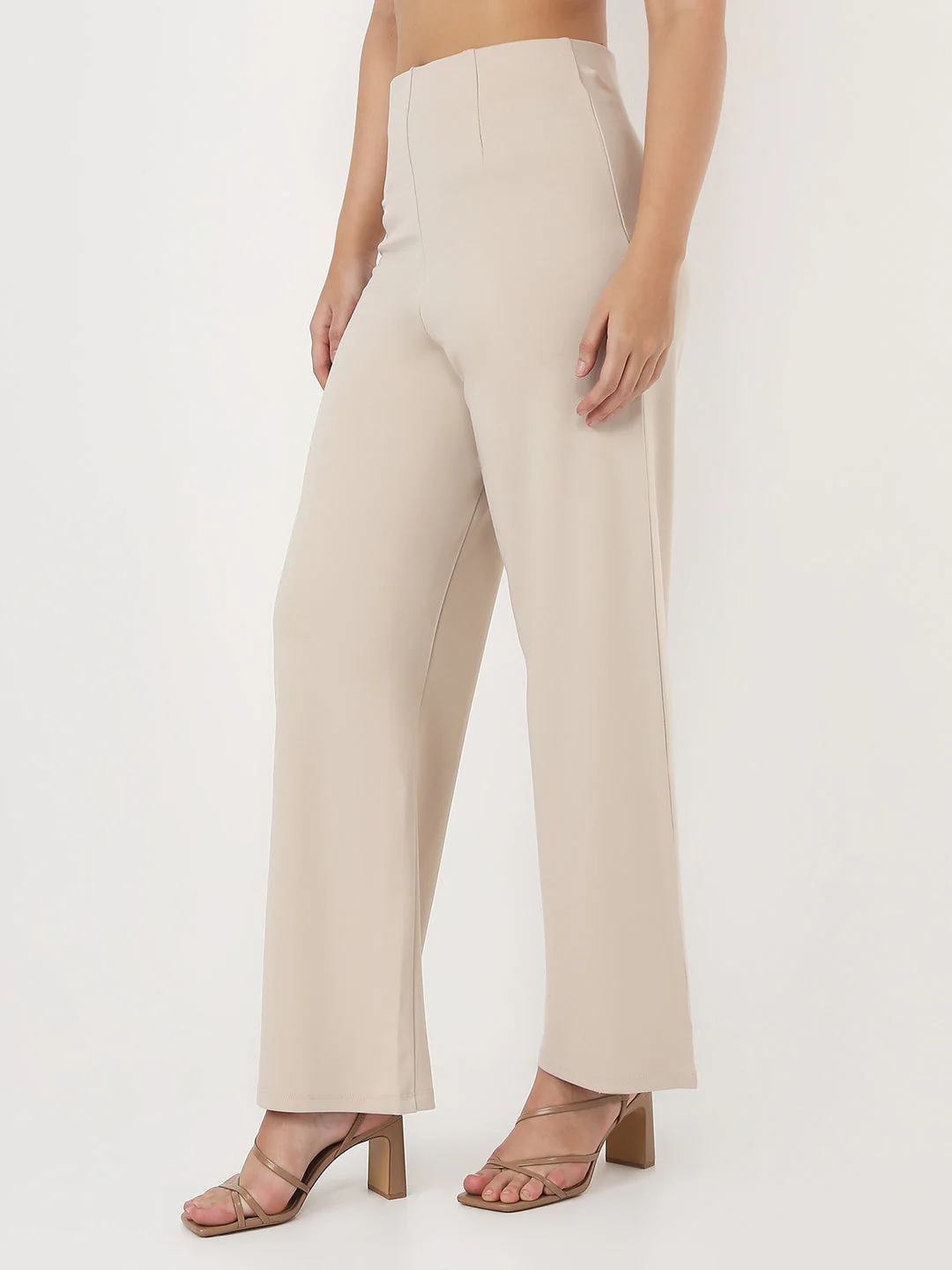 Women Beige Wide Leg Treggings - Image 6