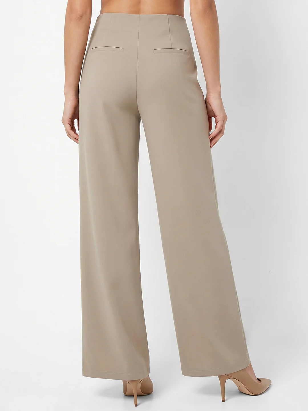 Women Beige Wide Leg Treggings - Image 3