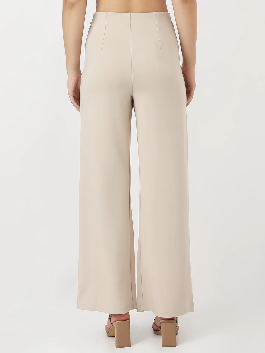 Women Beige Wide Leg Treggings - Image 3