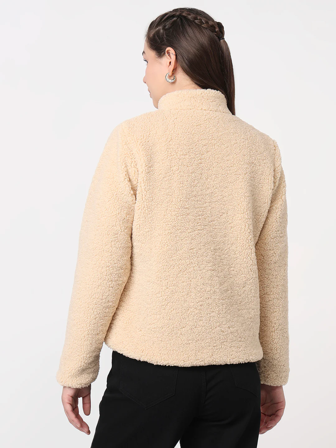 Women Beige Winter Jacket - Image 3