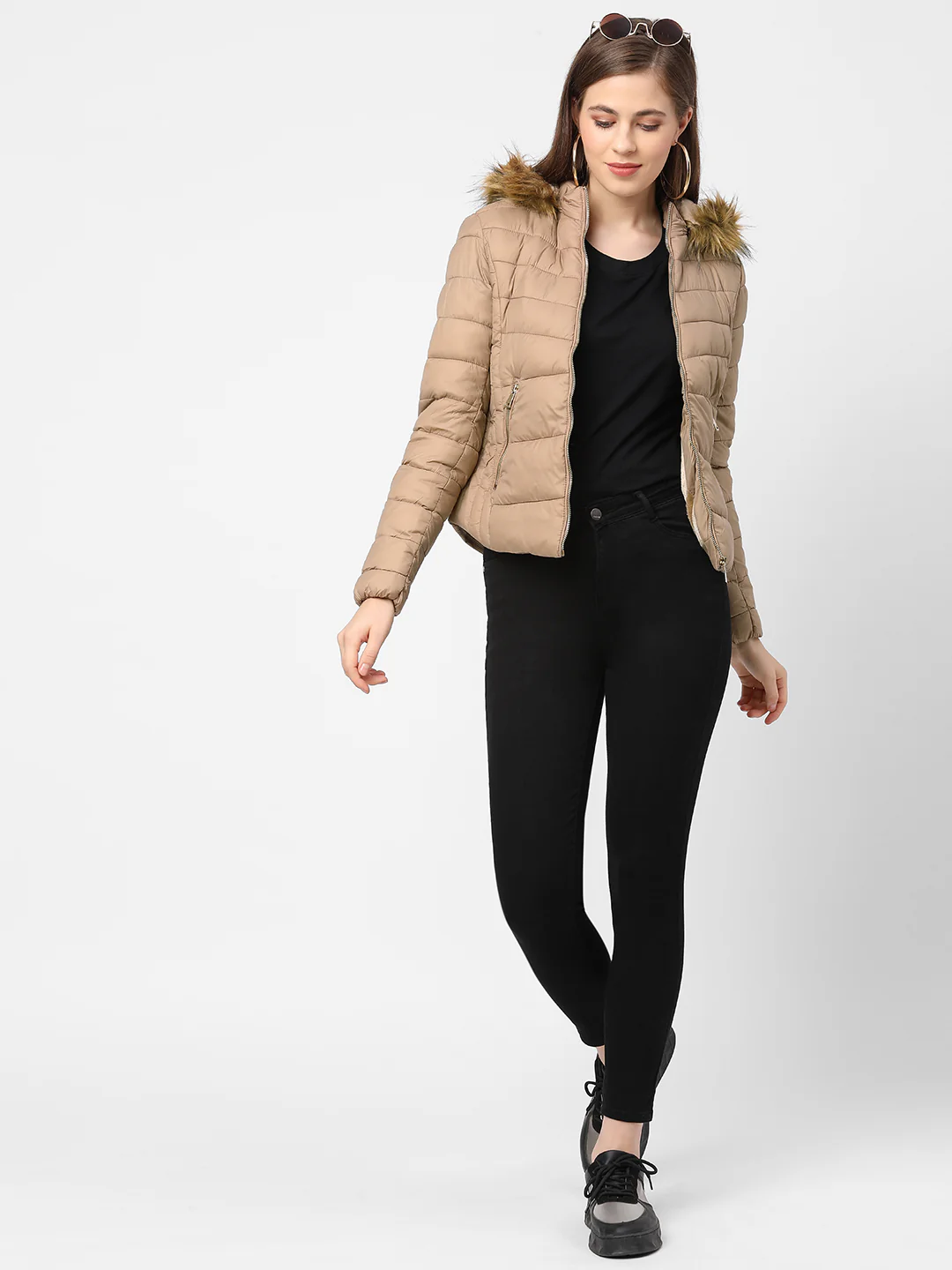 Women Beige Winter Jacket