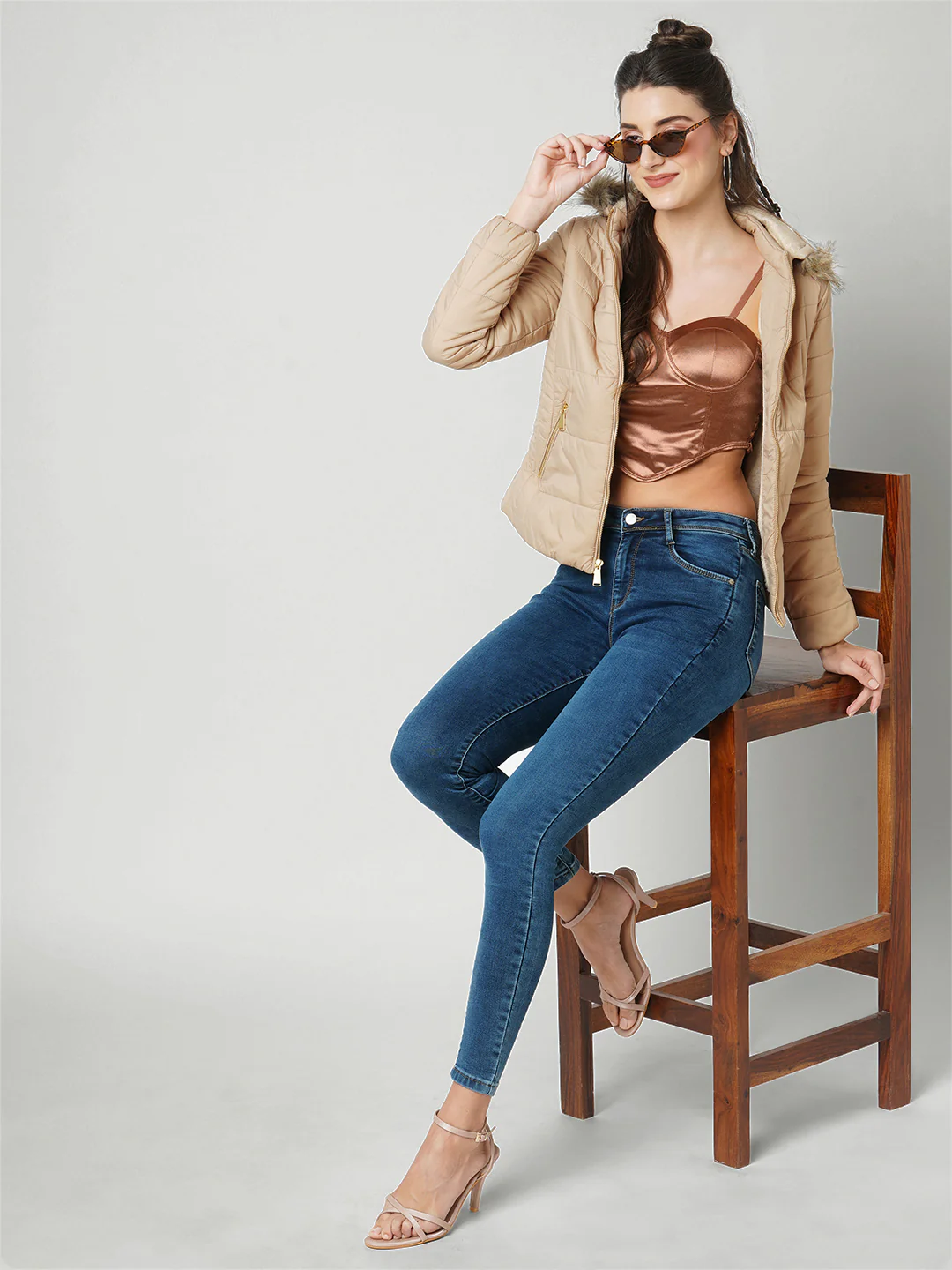 Women Beige Winter Jacket