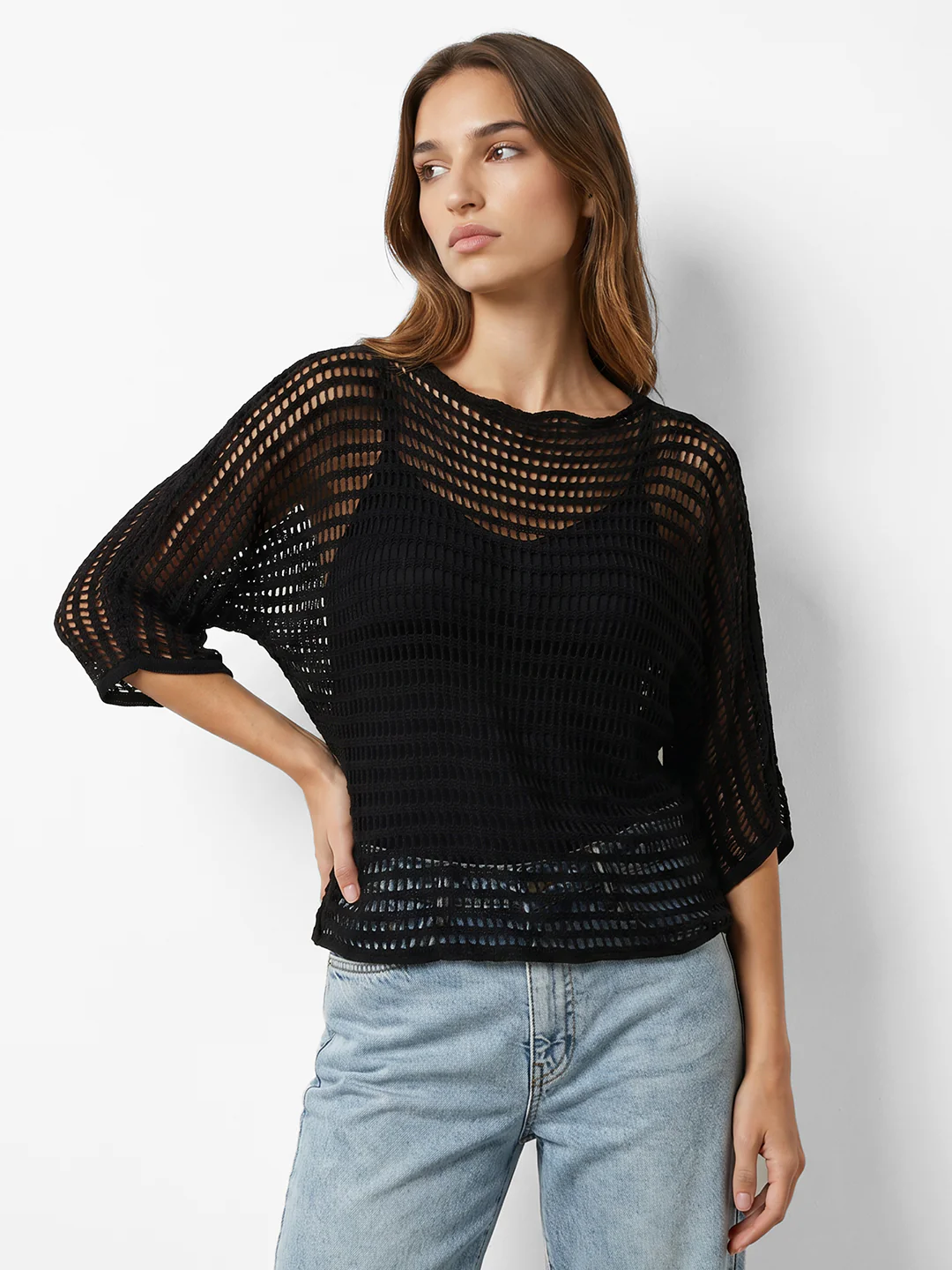 Women Black Batsleeve Top - Image 2
