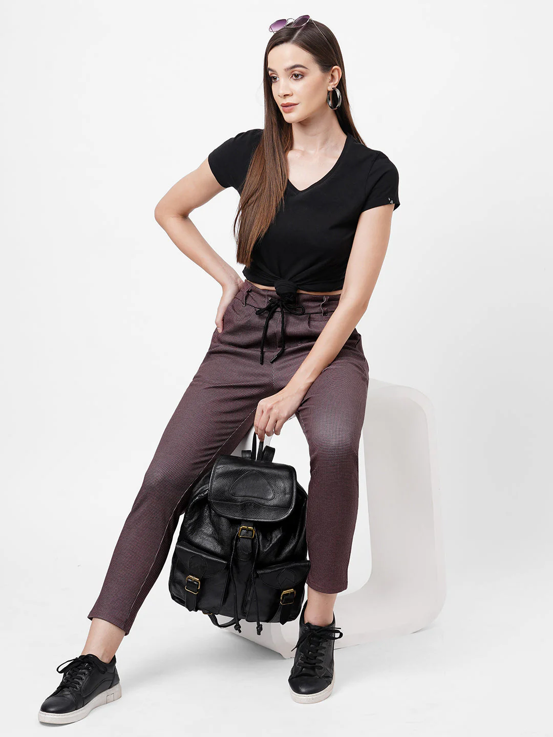 Women Black/Brick Treggings