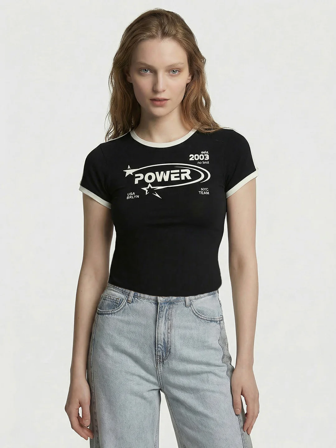 Women Black Crop Genz Tees - Image 2