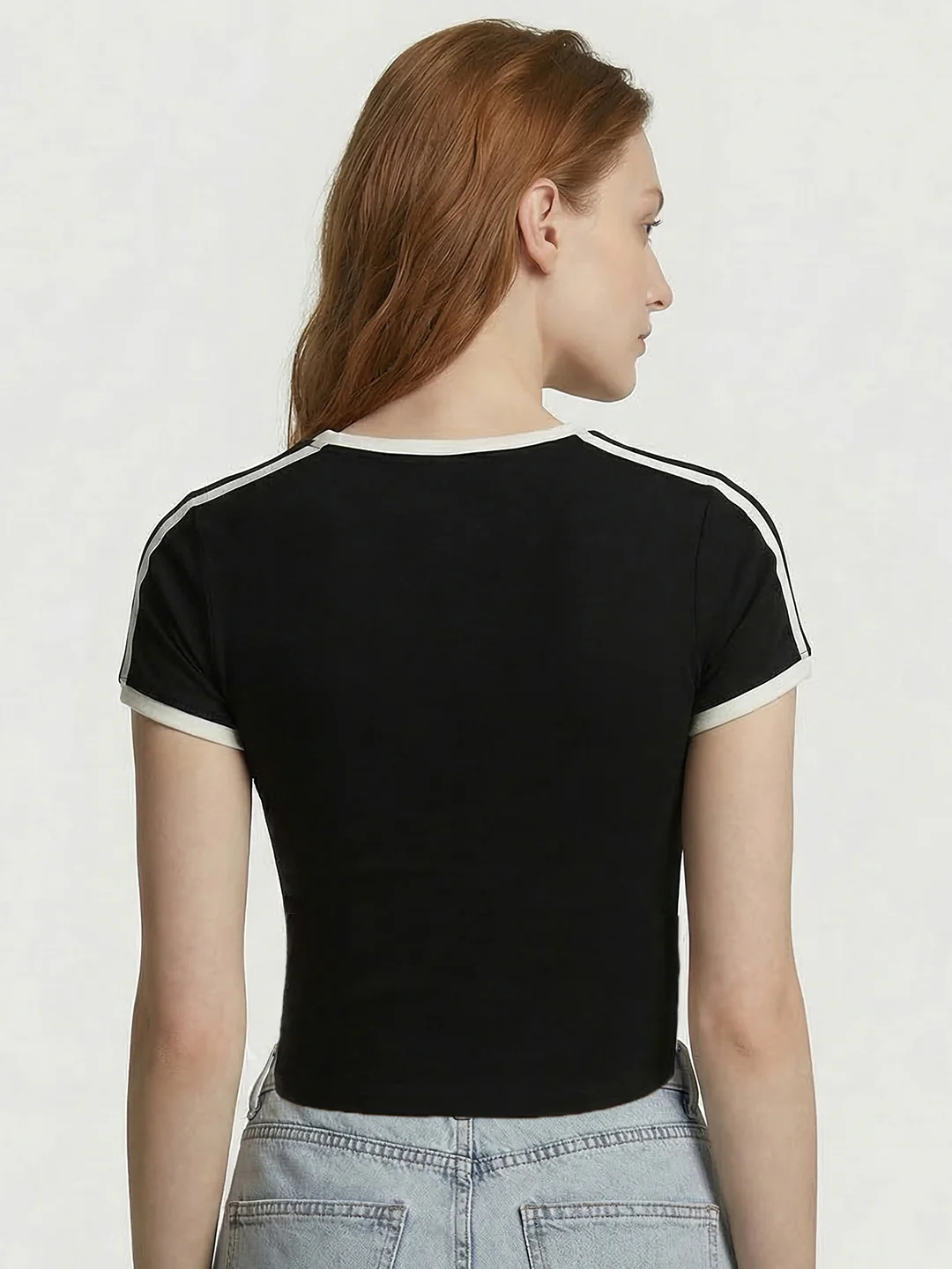 Women Black Crop Genz Tees - Image 3