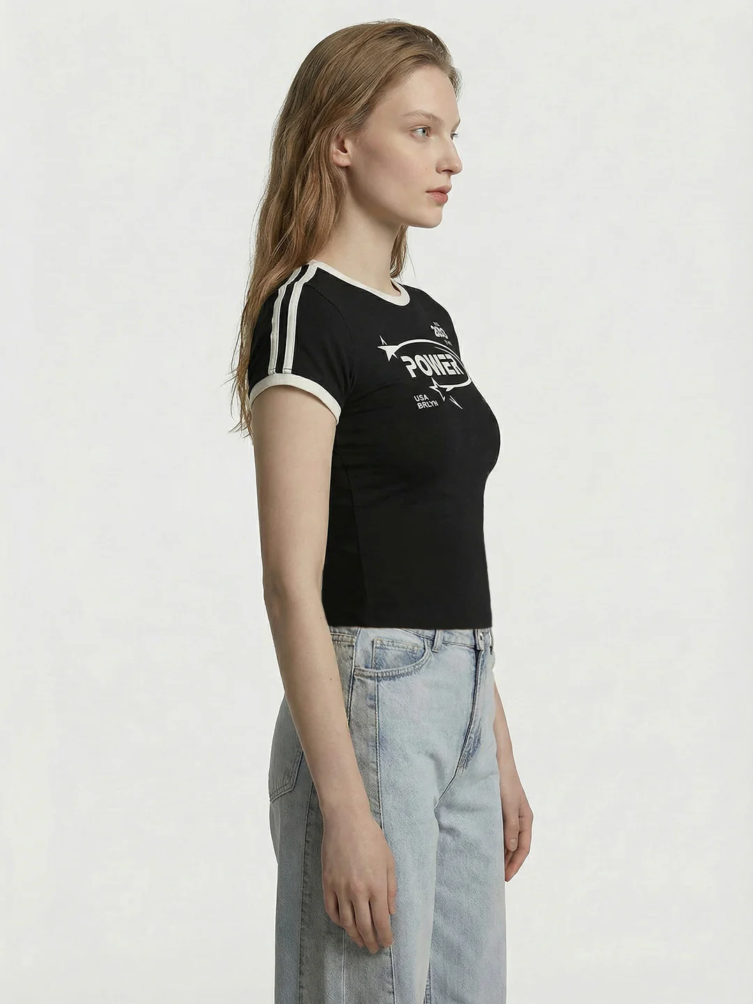 Women Black Crop Genz Tees - Image 4