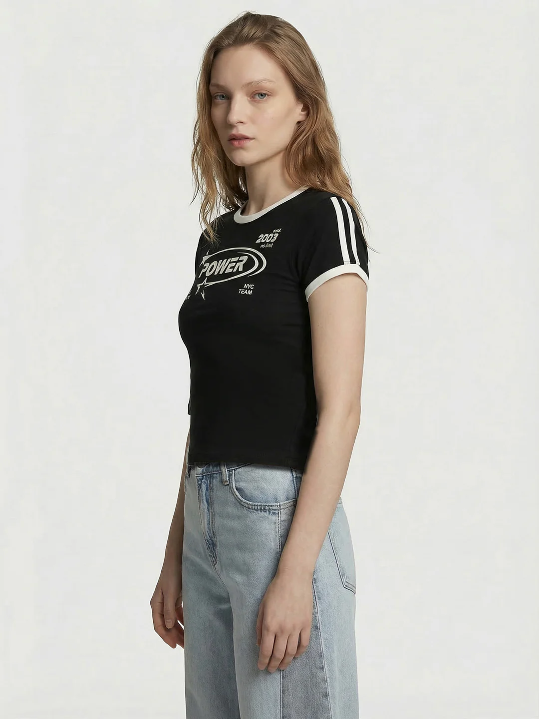 Women Black Crop Genz Tees - Image 5