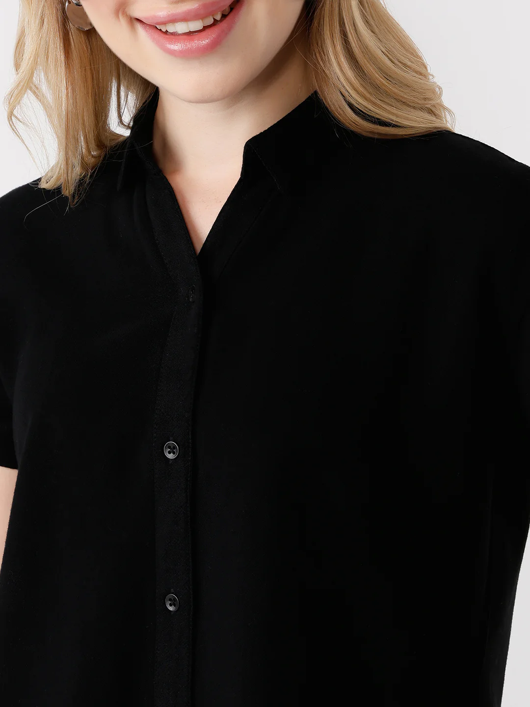 Women Black Crop Shirt - Image 5