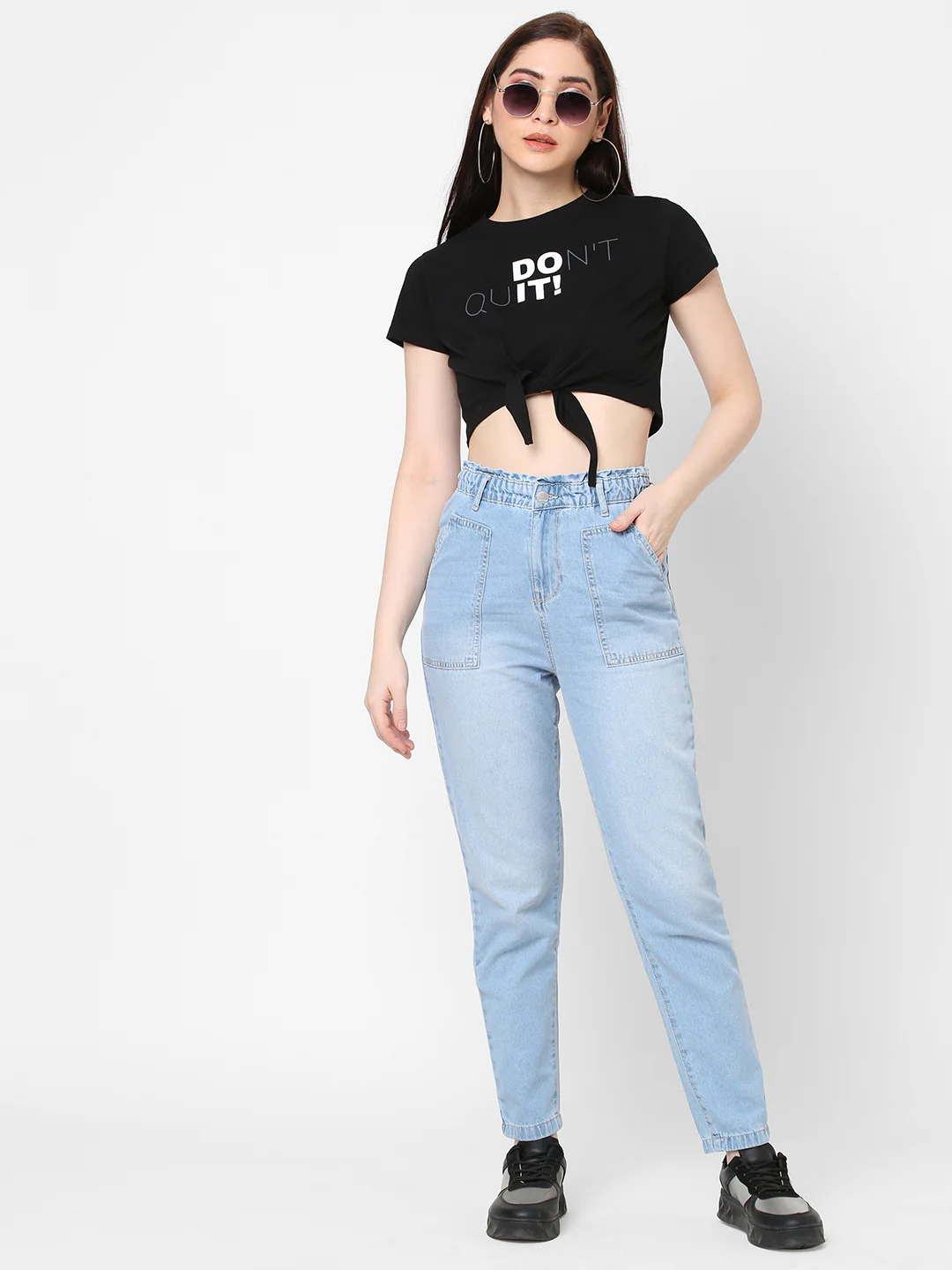 Women Black Crop T-Shirt - Image 4