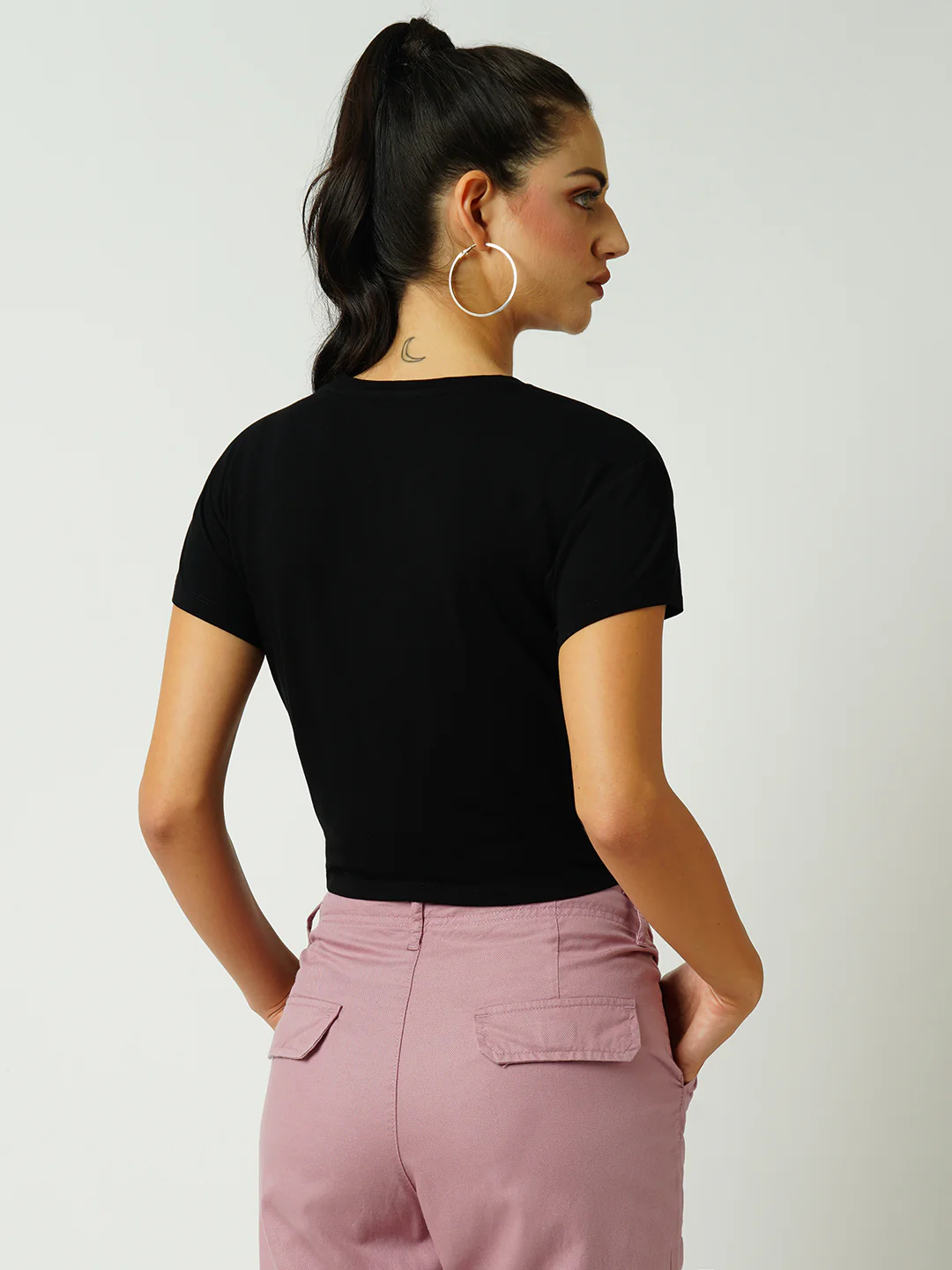 Women Black Crop T-Shirt - Image 3