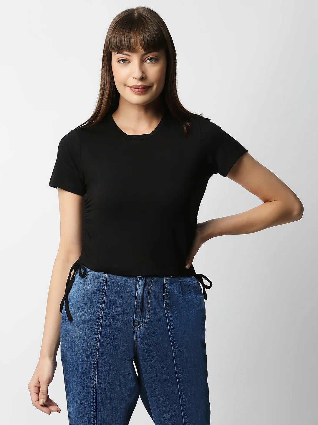 Women Black Crop T-Shirt - Image 2