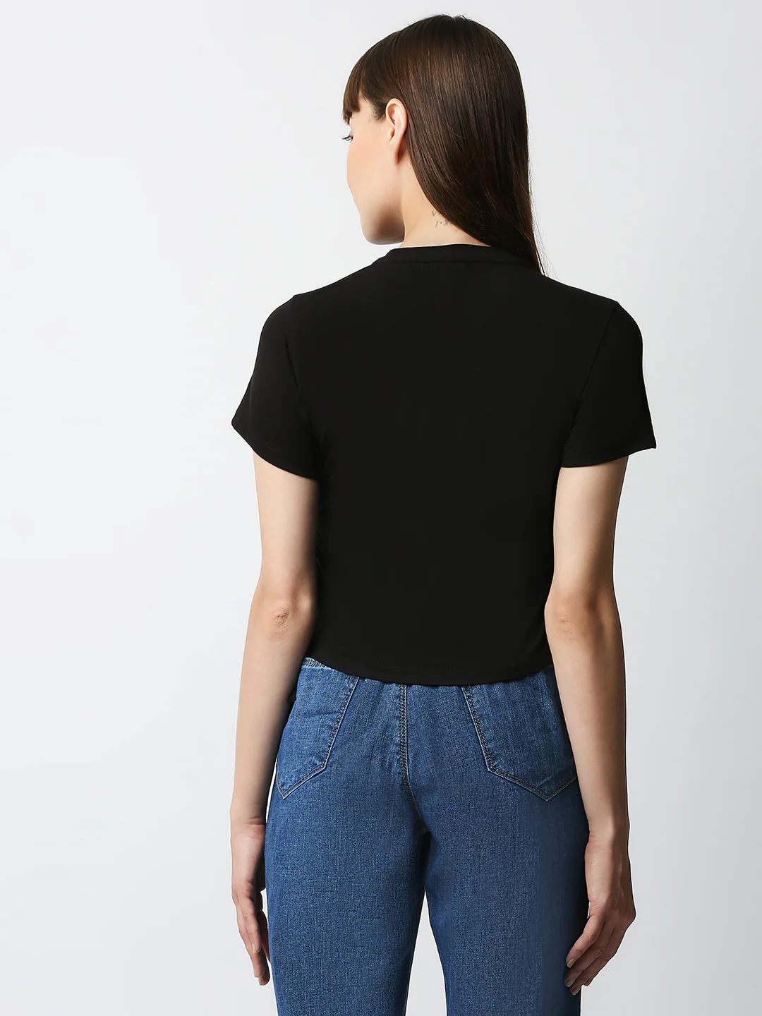 Women Black Crop T-Shirt - Image 3