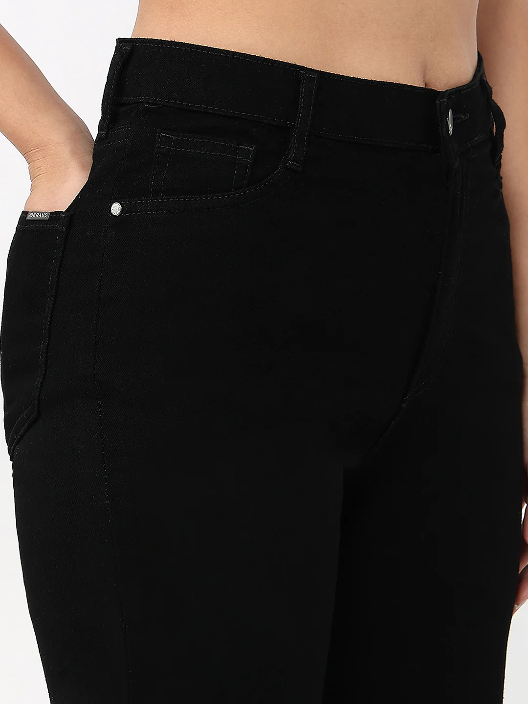 Women Black Crop Wide Leg Jeans - Image 6