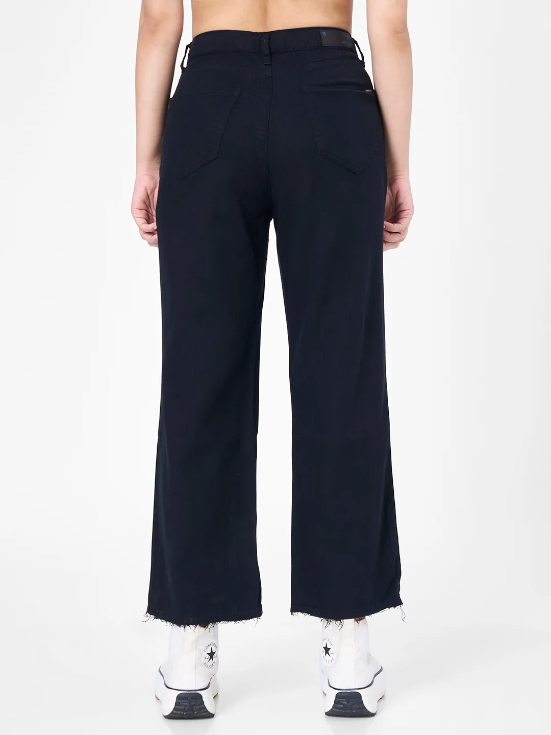 Women Black Crop Wide Leg Jeans - Image 3