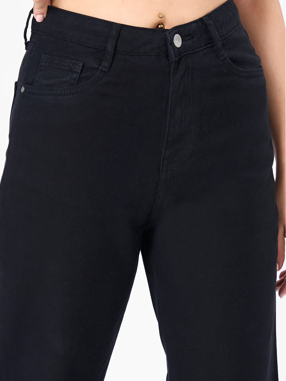Women Black Crop Wide Leg Jeans - Image 5