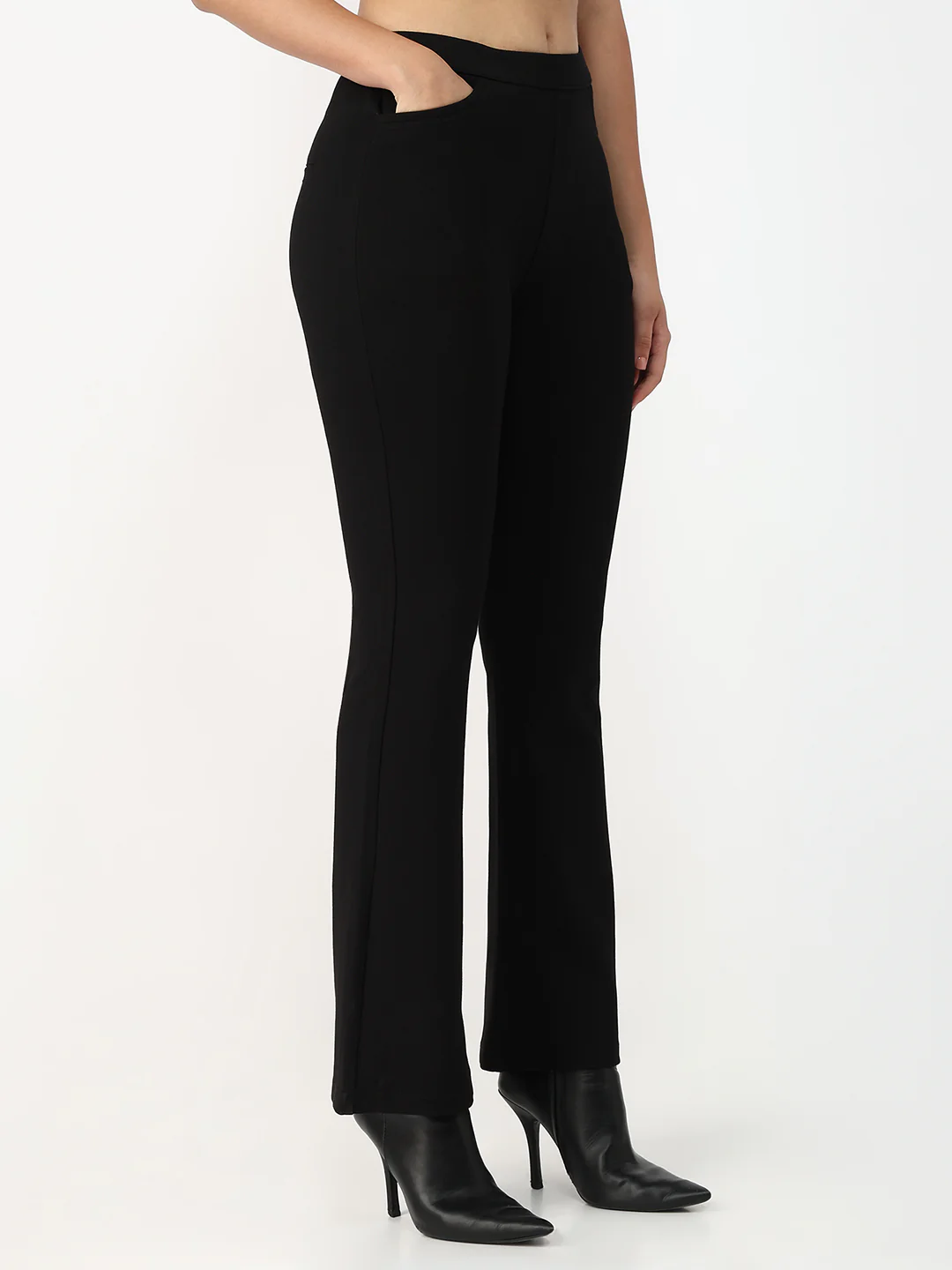 Women Black Flare Treggings - Image 5