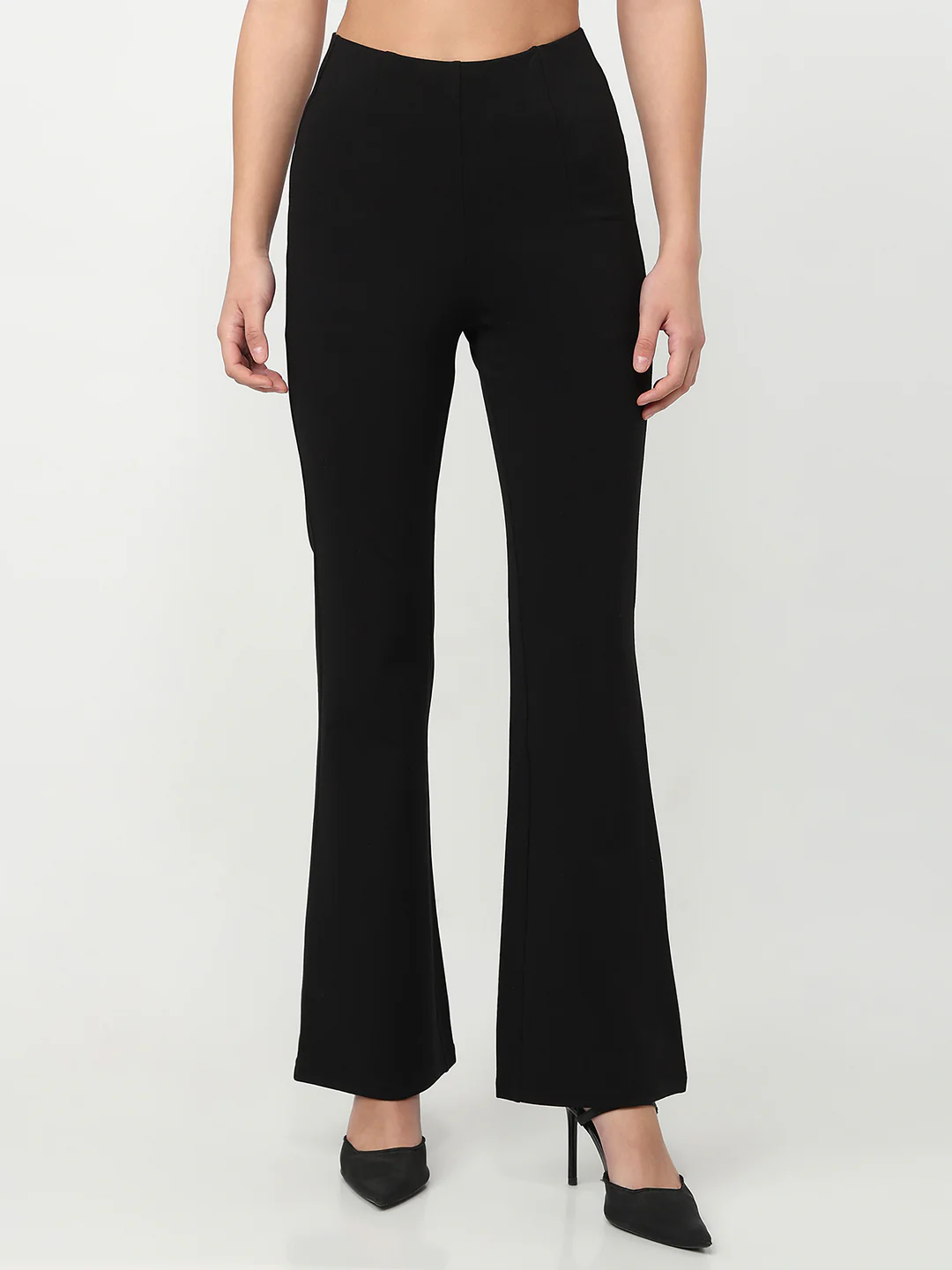 Women Black Flare Treggings - Image 2