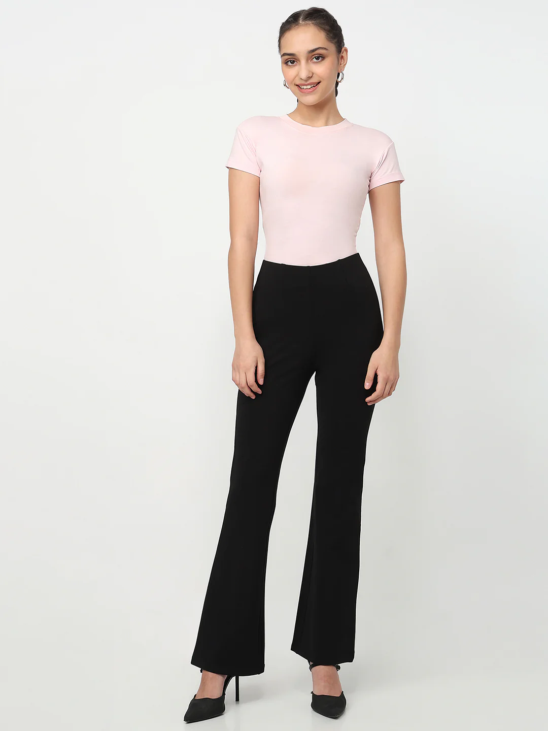 Women Black Flare Treggings - Image 4