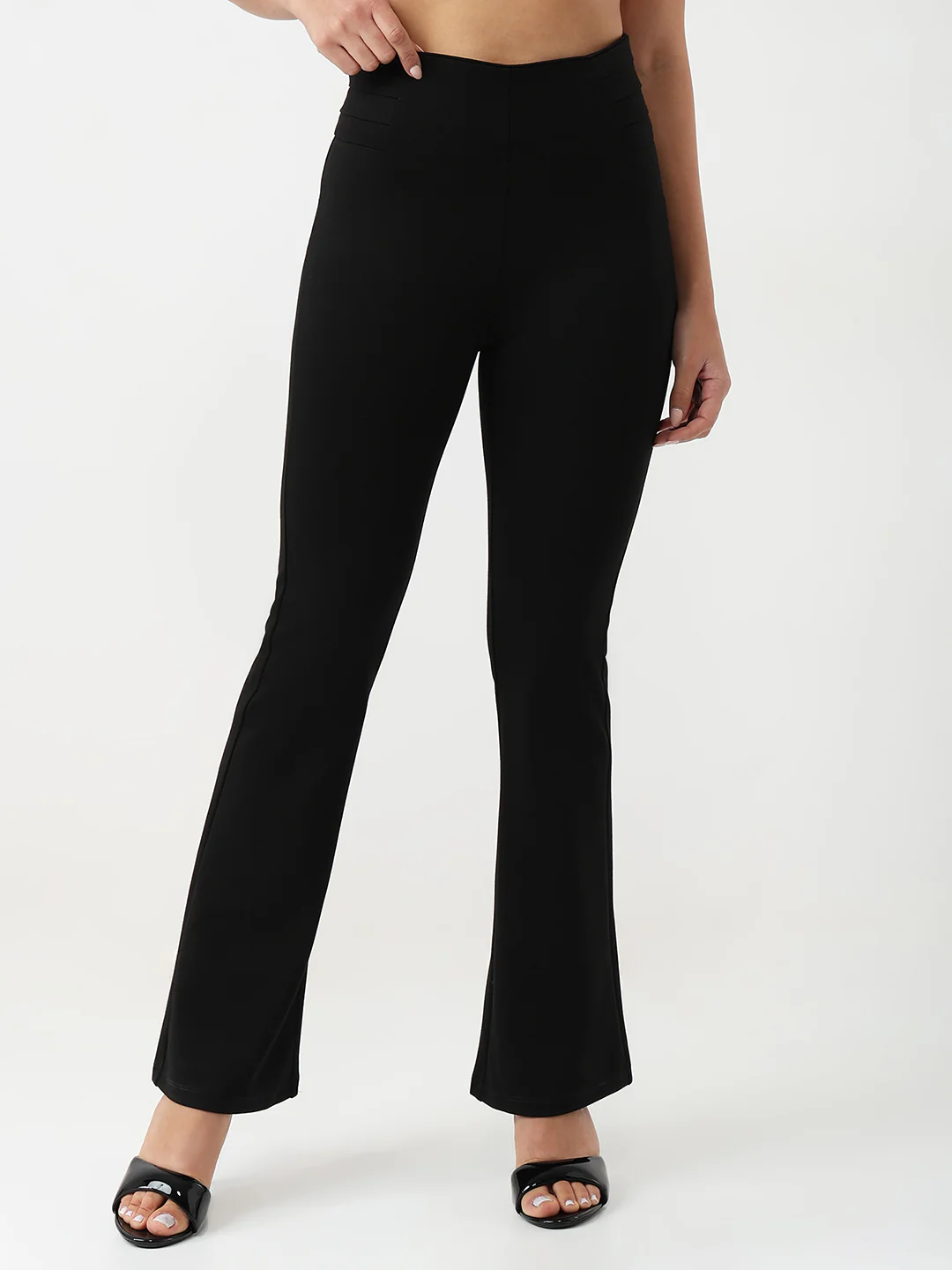 Women Black Flare Treggings - Image 2