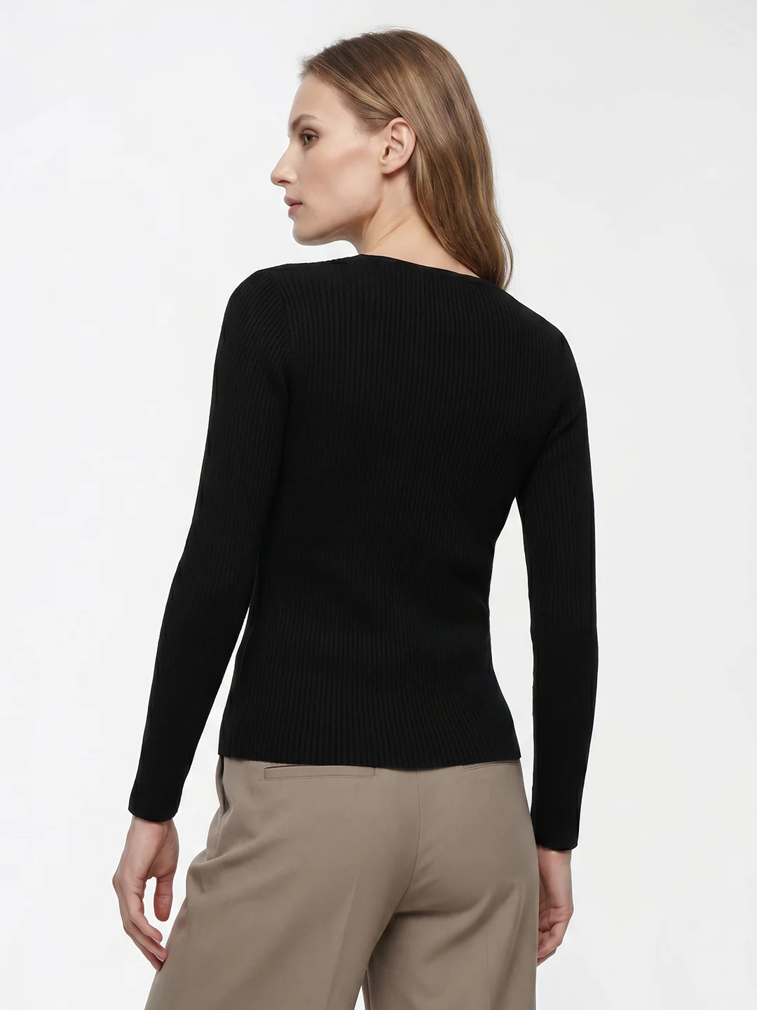 Women Black Flat Knit - Image 3