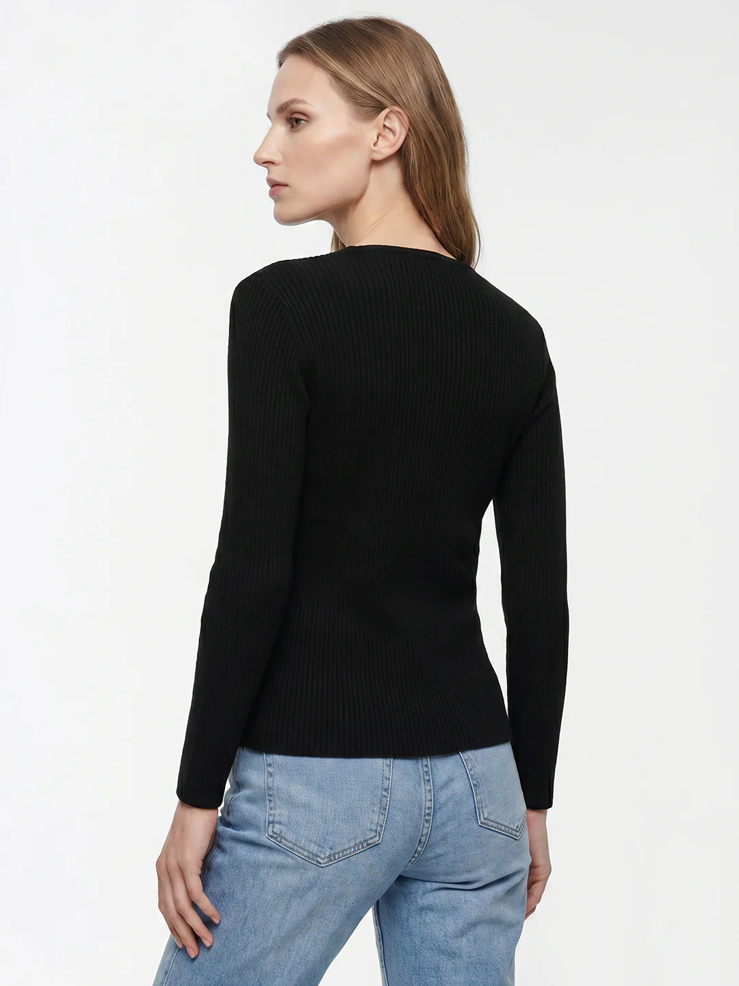Women Black Flat Knit - Image 3