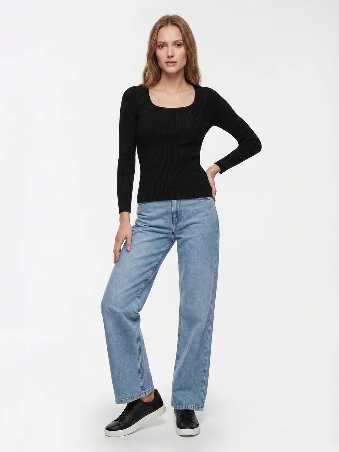 Women Black Flat Knit - Image 4