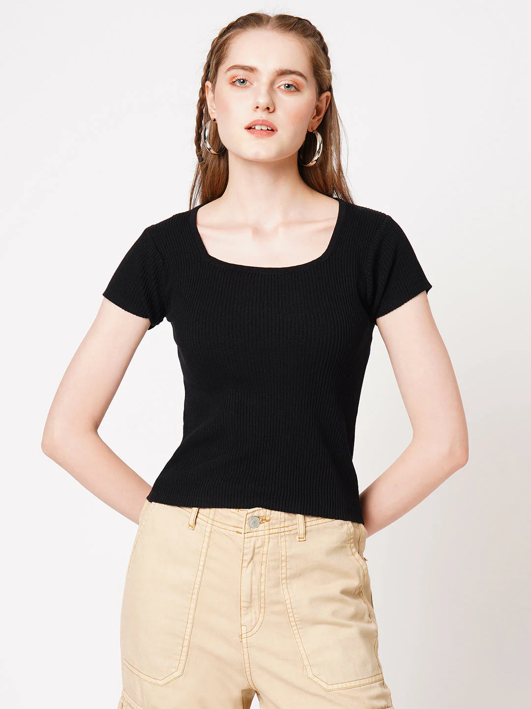 Women Black Flat Knit Top