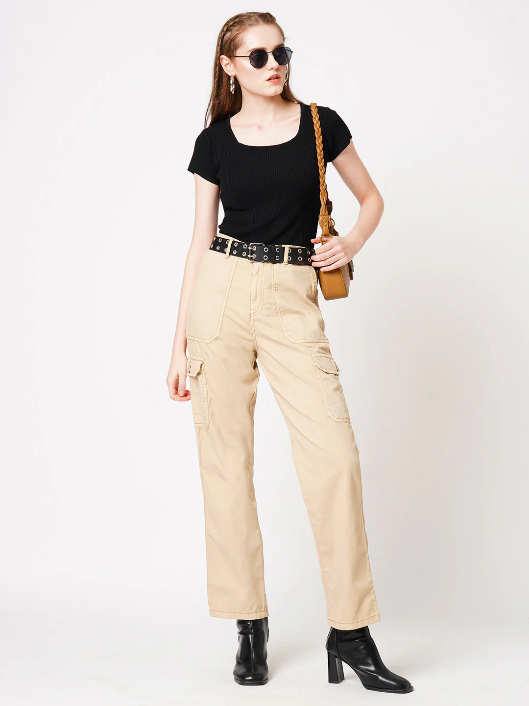 Women Black Flat Knit Top - Image 4