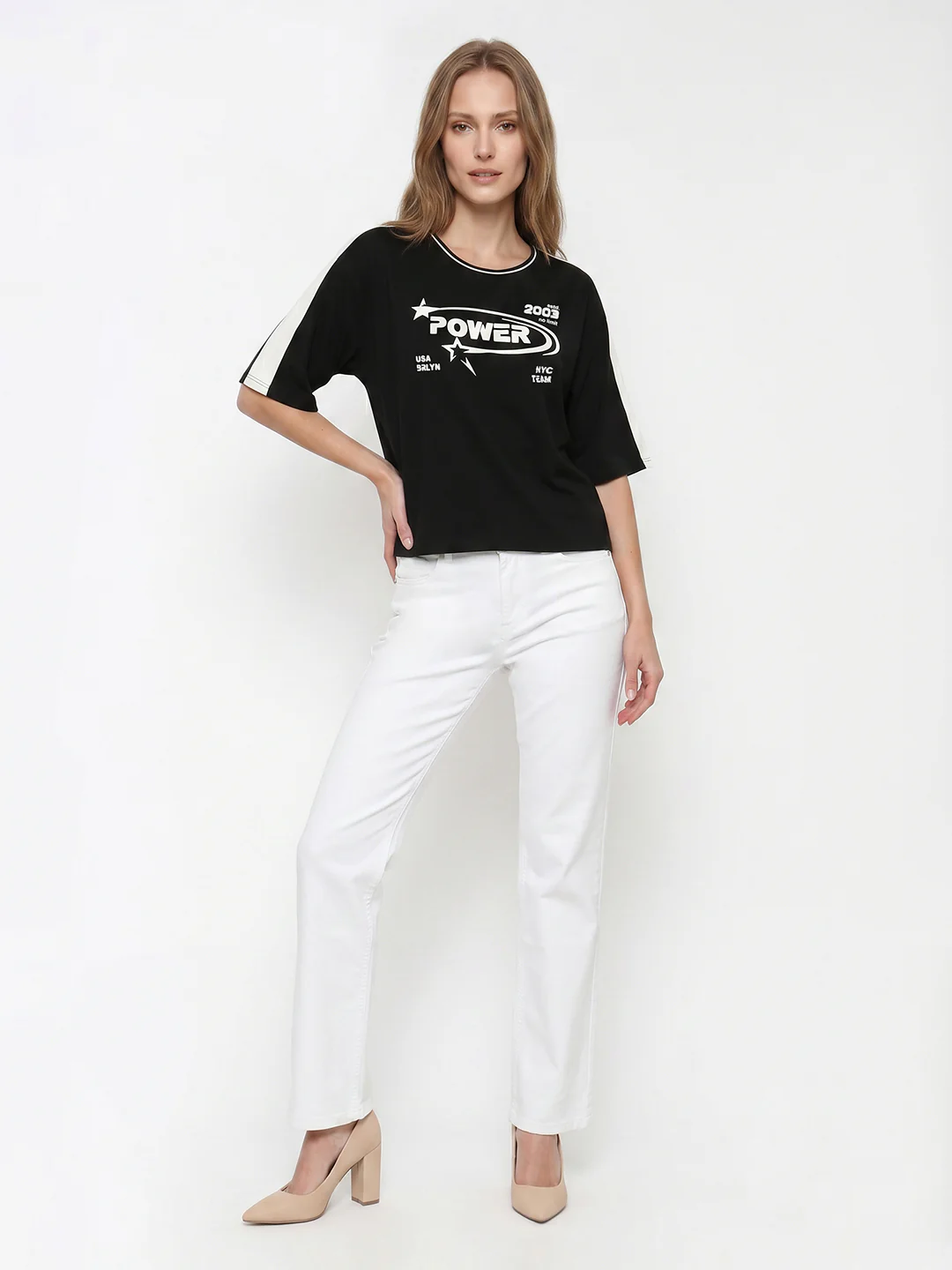 Women Black Graphic Crop Genz Tees - Image 4