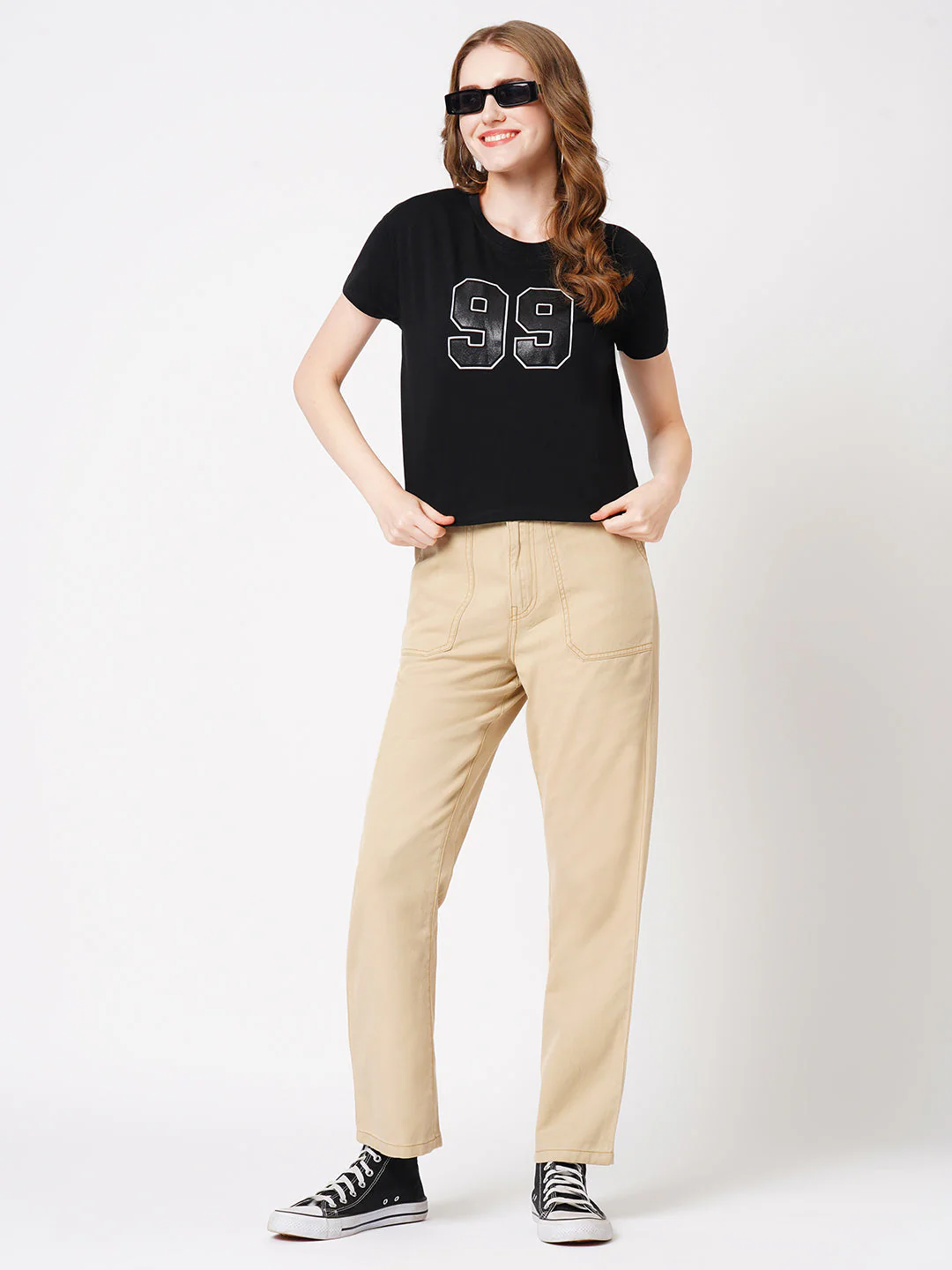 Women Black Graphic Tees - Image 2