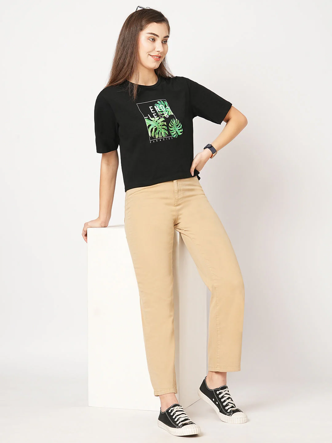 Women Black Graphic Tees - Image 4