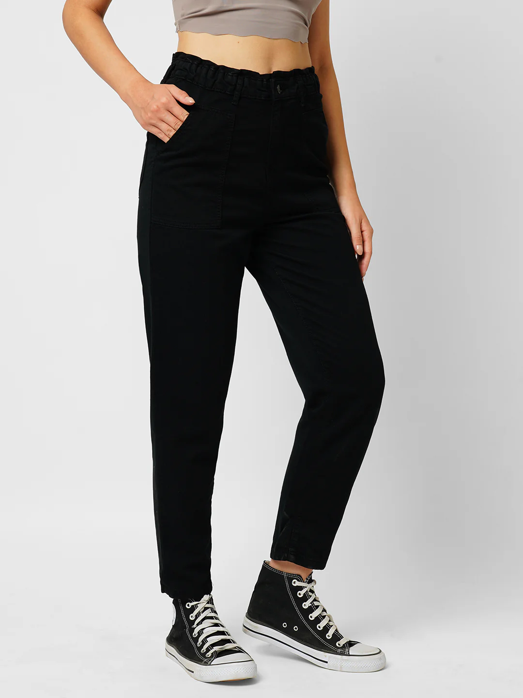 Women Black High-Rise Baggy Fit Jeans - Image 4