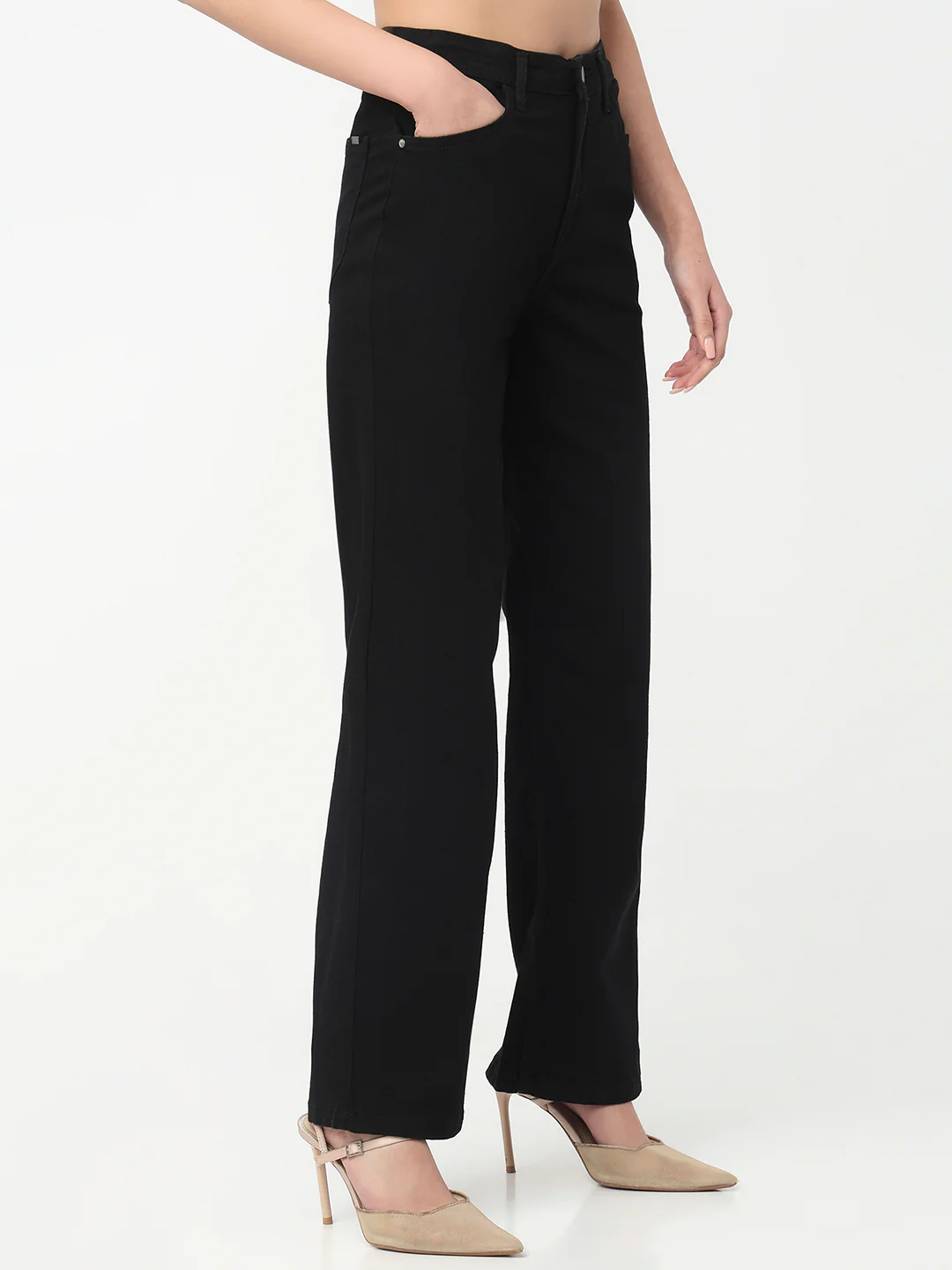 Women Black High-Rise Baggy Jeans - Image 6