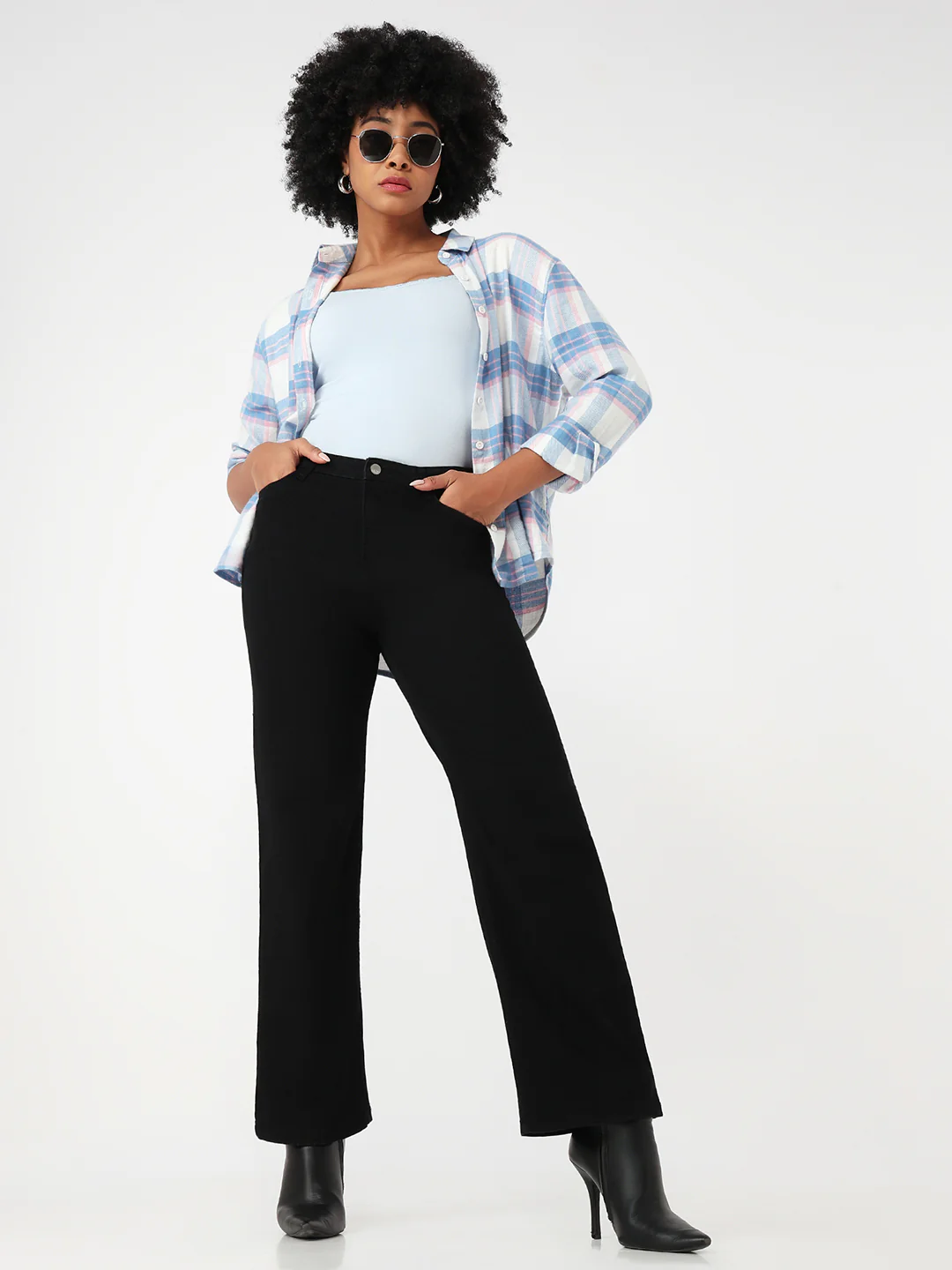 Women Black High-Rise Baggy Jeans