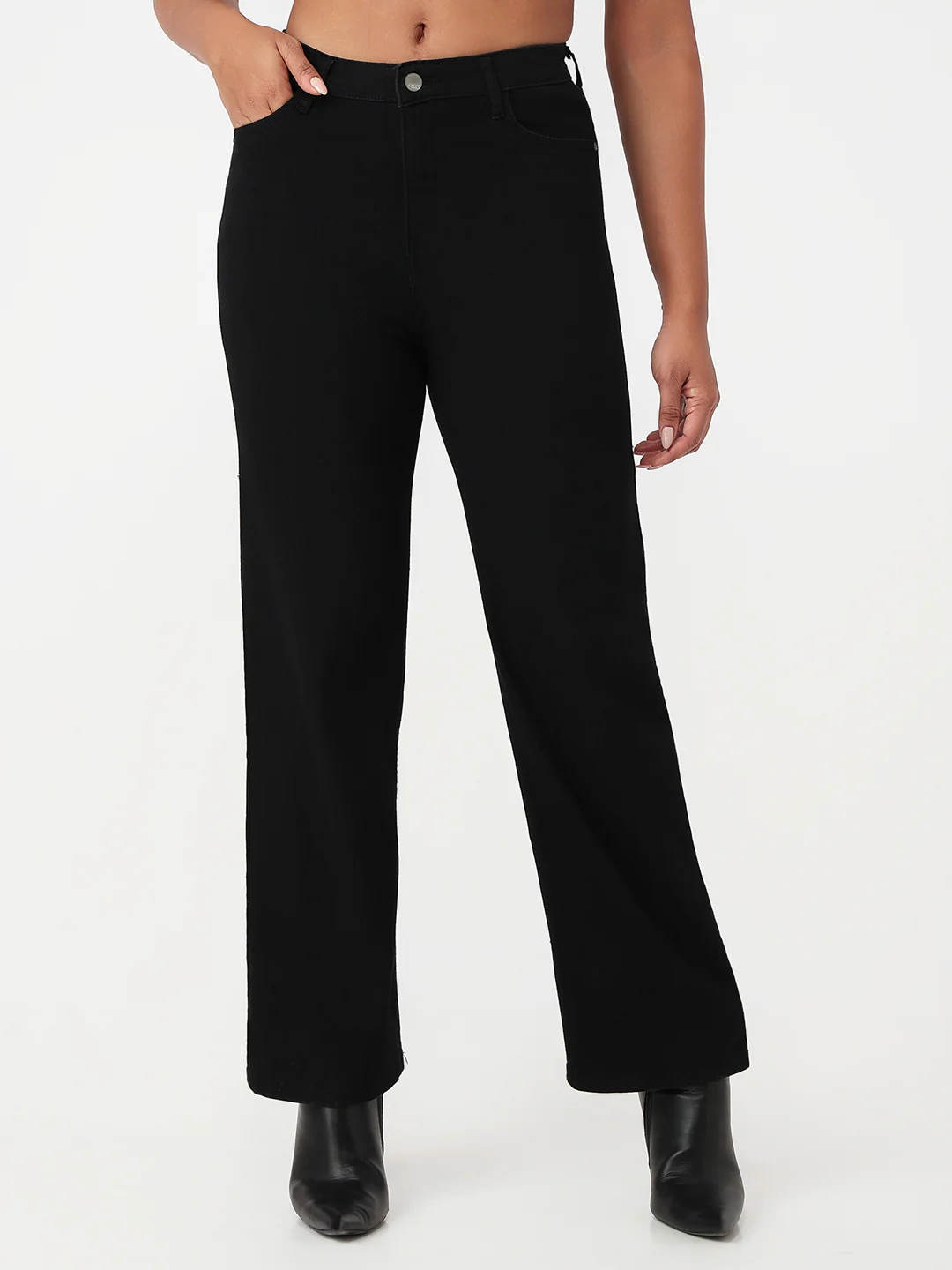 Women Black High-Rise Baggy Jeans - Image 2