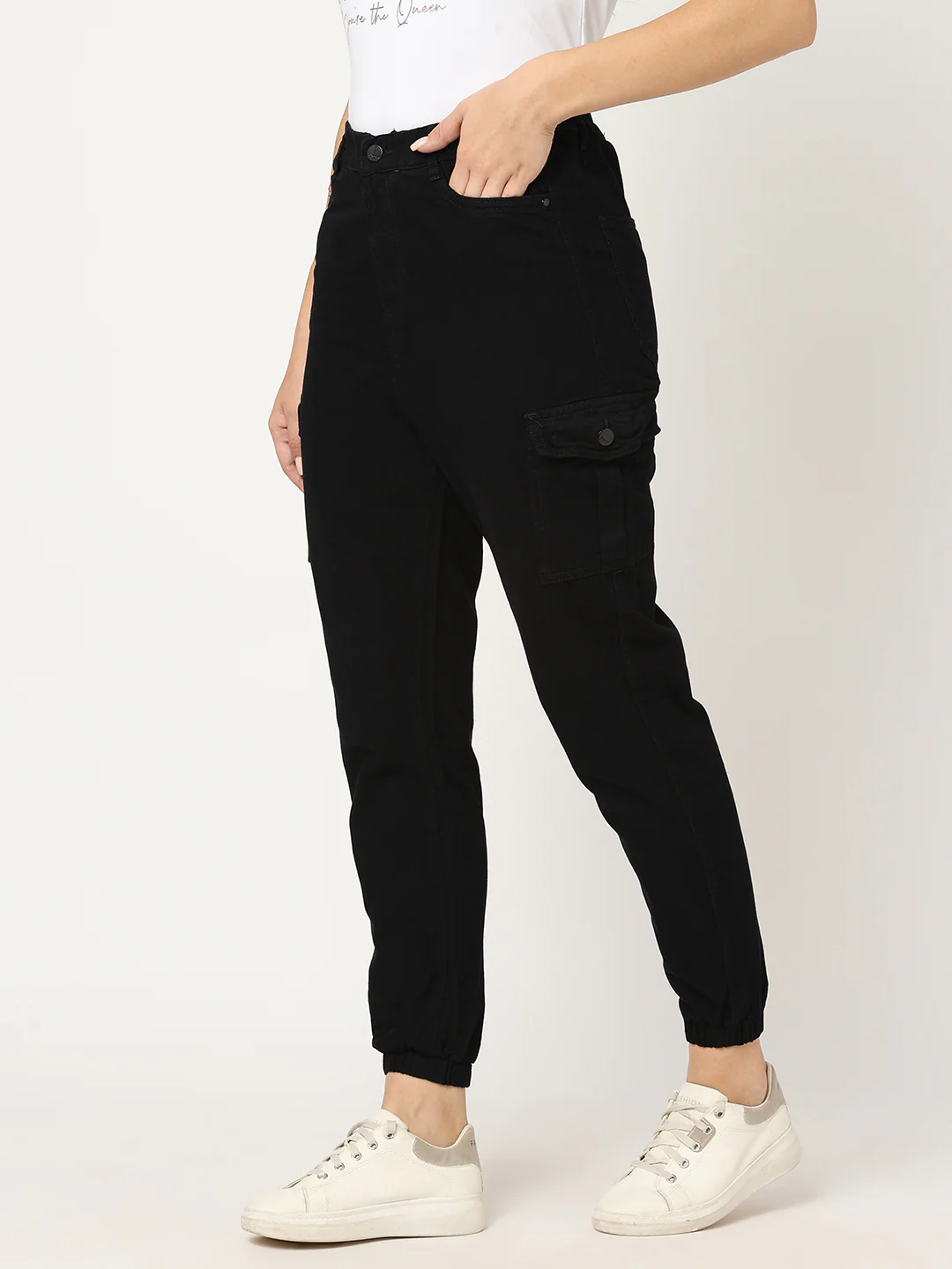 Women Black High-Rise Cargo - Image 6