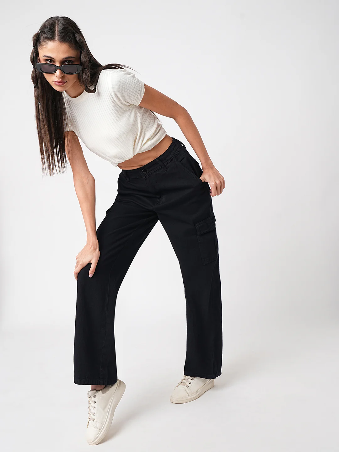 Women Black High-Rise Cargo - Image 4