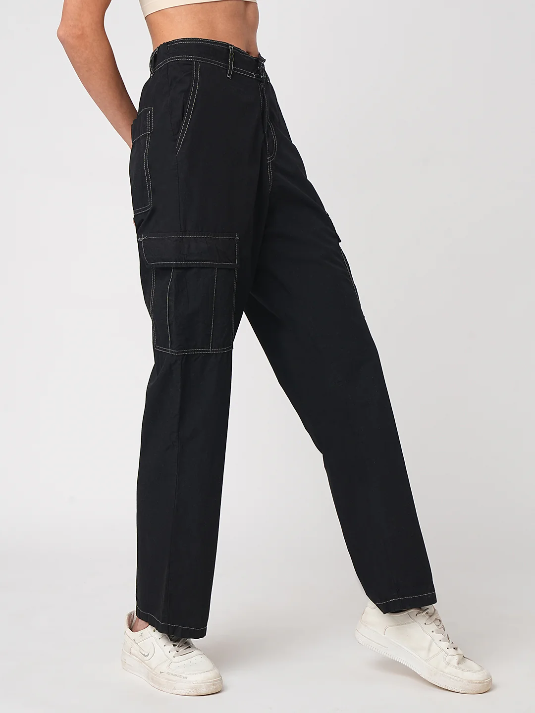 Women Black High-Rise Cargo - Image 4