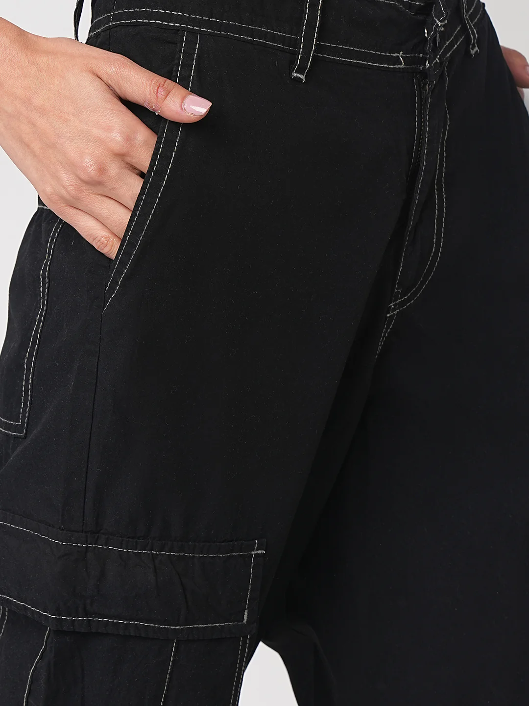 Women Black High-Rise Cargo - Image 5