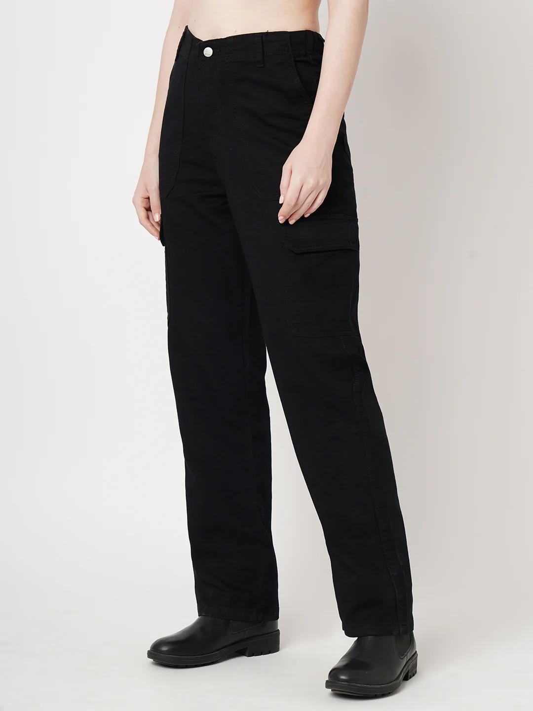 Women Black High-Rise Cargo - Image 6