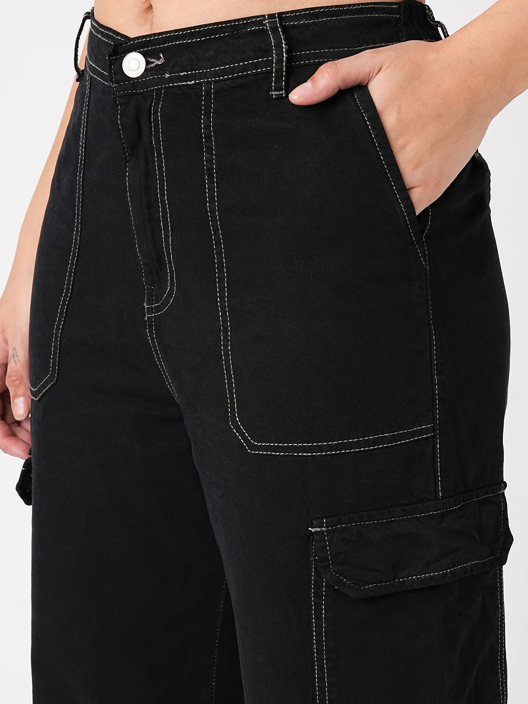 Women Black High-Rise Cargo - Image 6