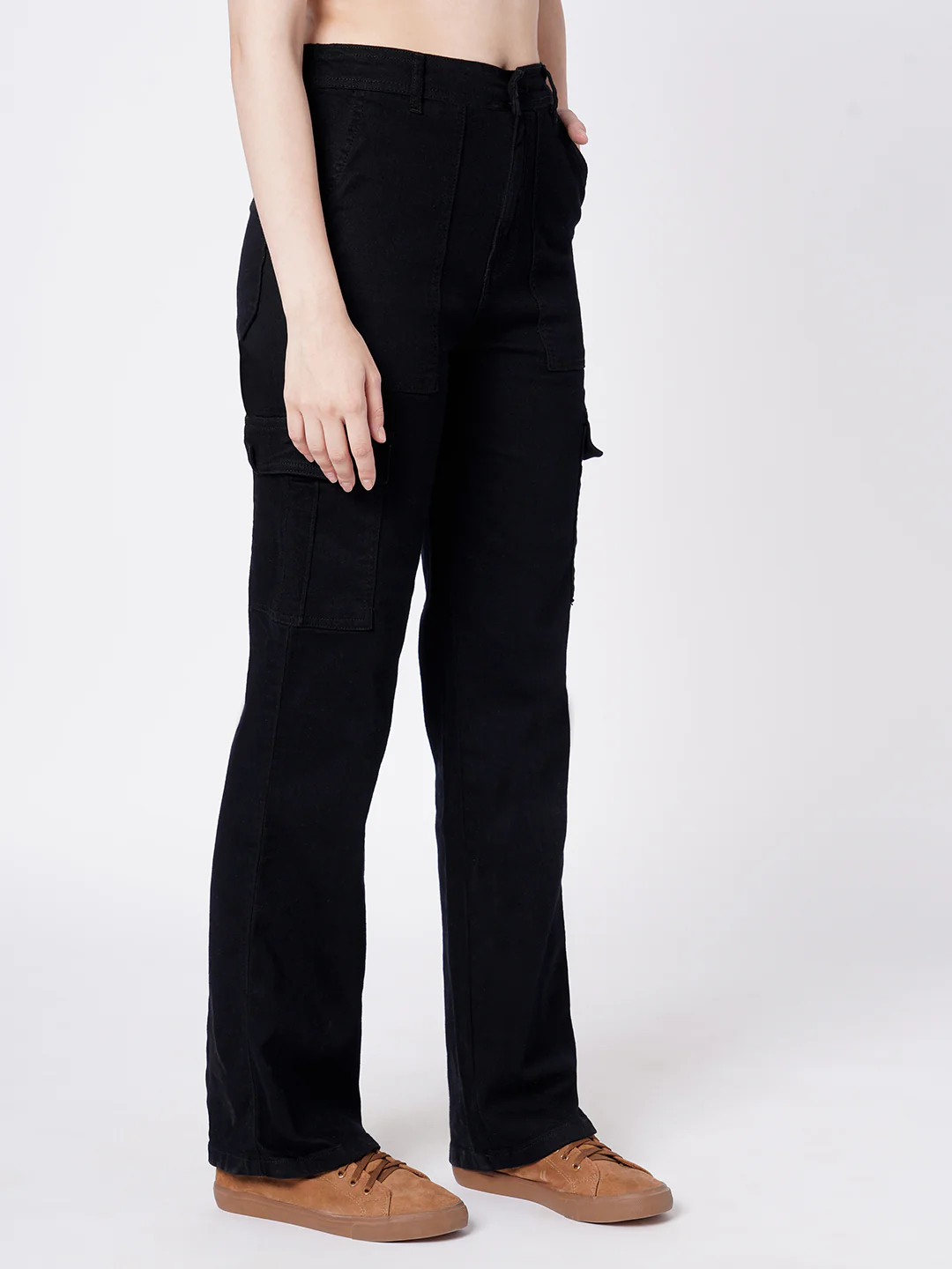 Women Black High-Rise Cargo - Image 4