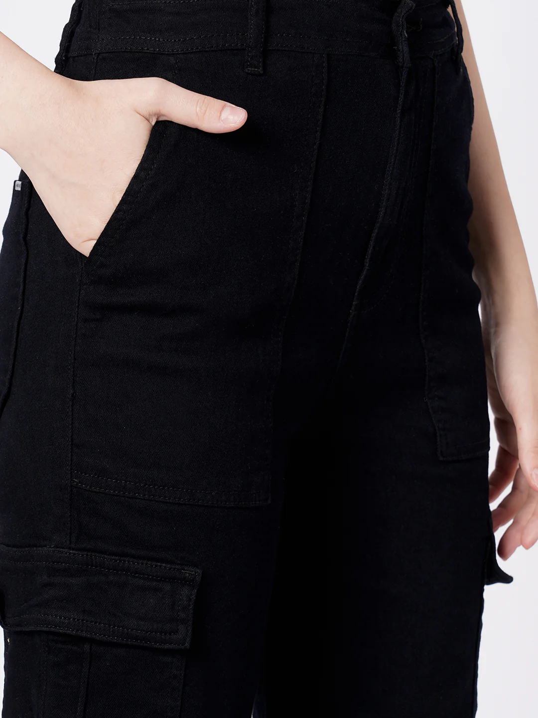 Women Black High-Rise Cargo - Image 5